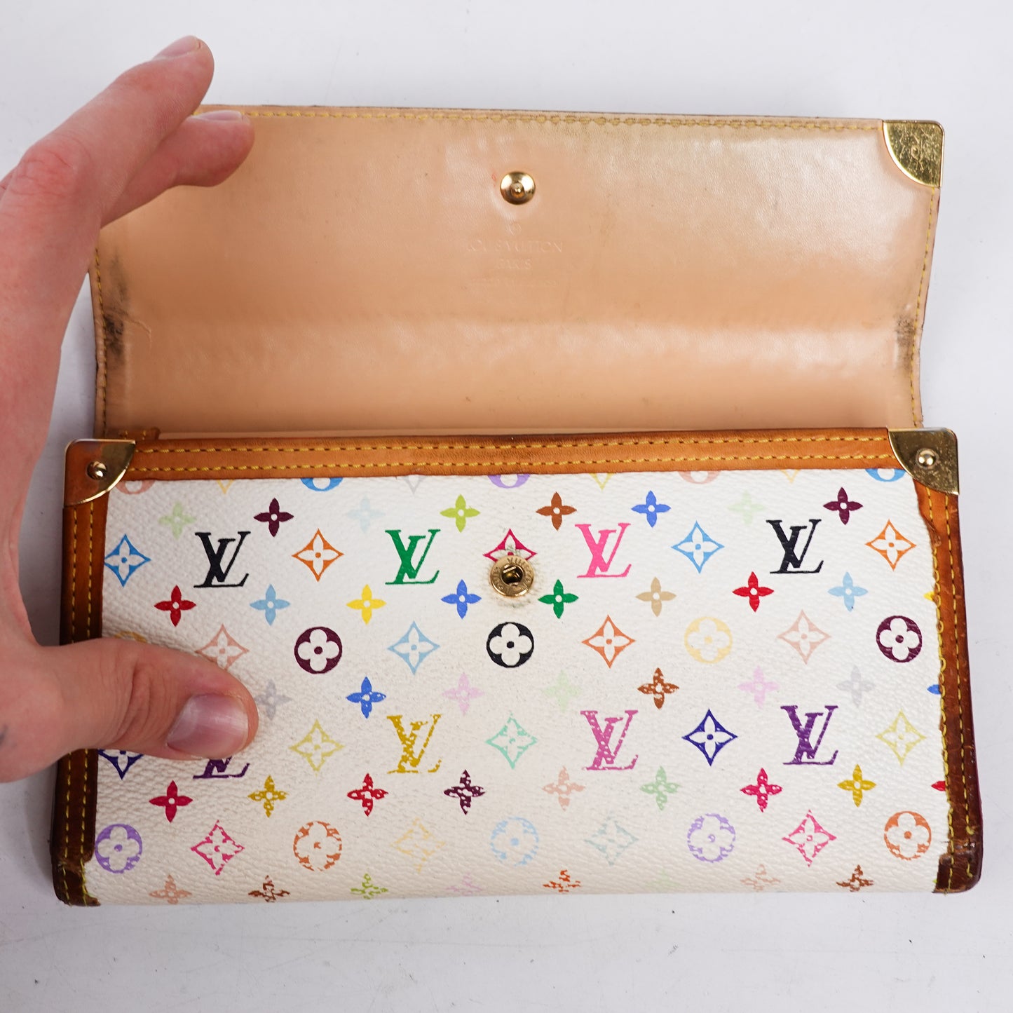 Louis Vuitton x Takashi Murakami White Multicolore Sarah Wallet