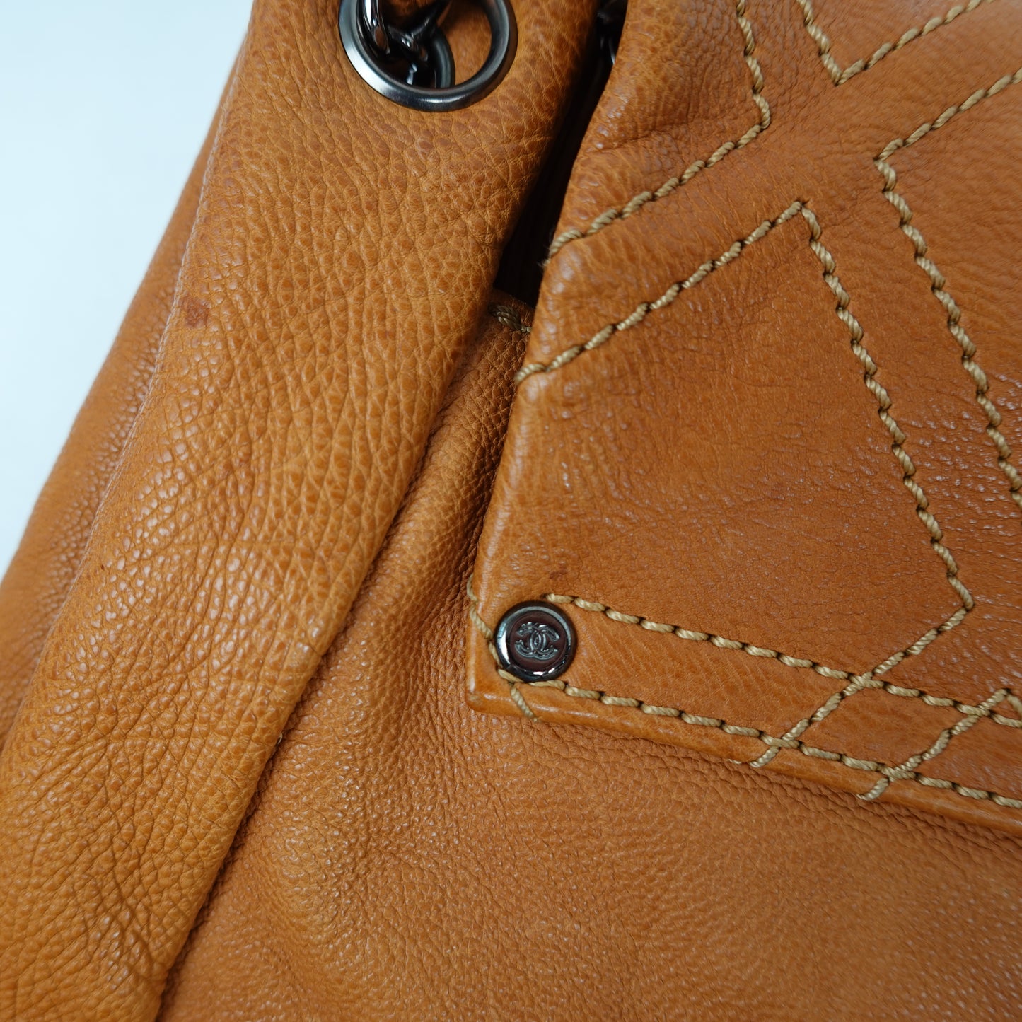 2006 Chanel Caramel Lambskin Oversized Resin CC Chain Shoulder Bag