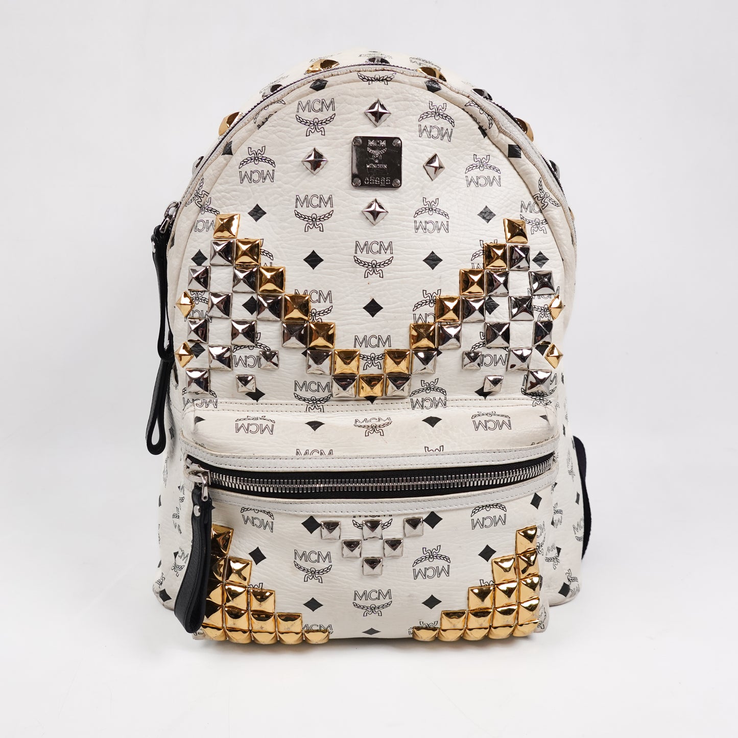 MCM Studded White Backpack