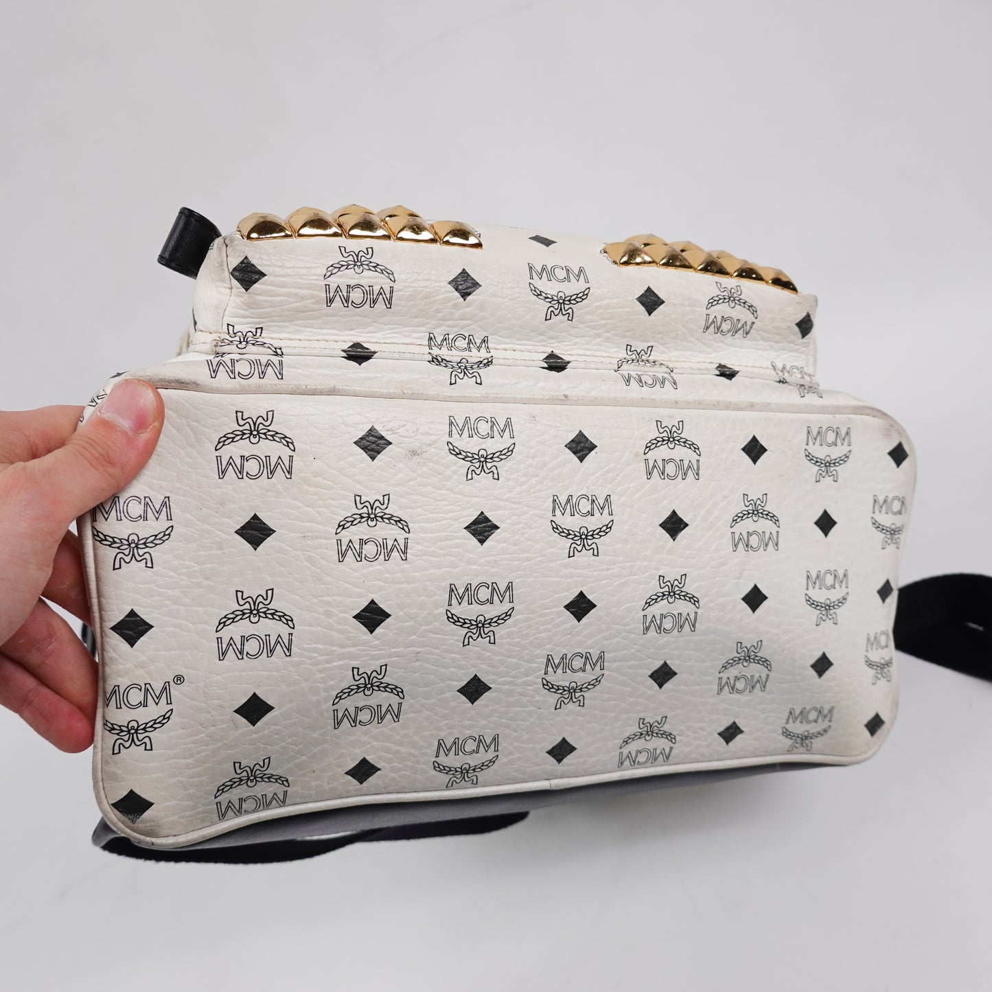 MCM Studded White Backpack