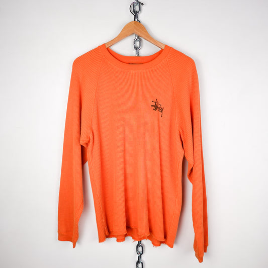 Stussy Orange Thermal Long Sleeve - Size S