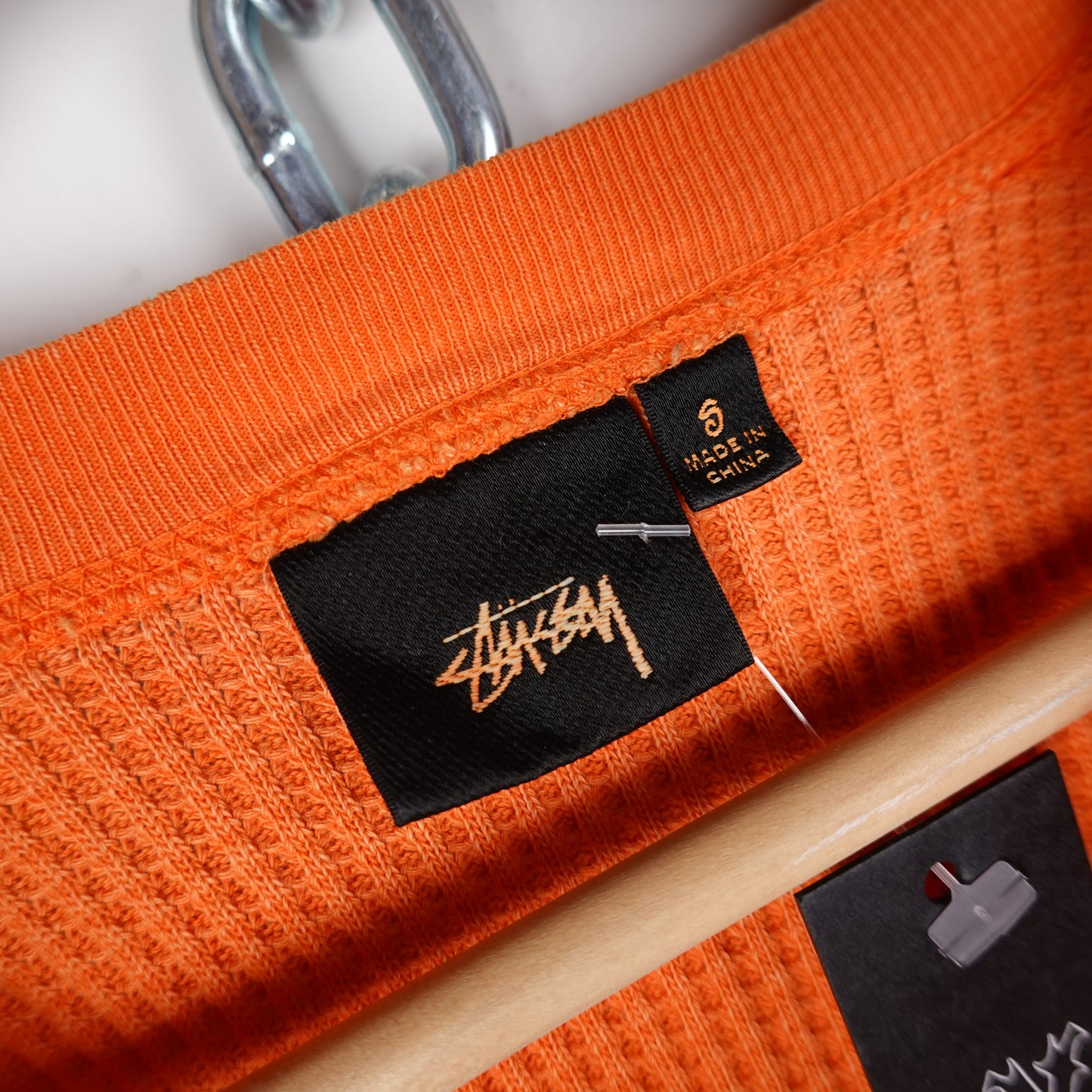 Stussy Orange Thermal Long Sleeve - Size S