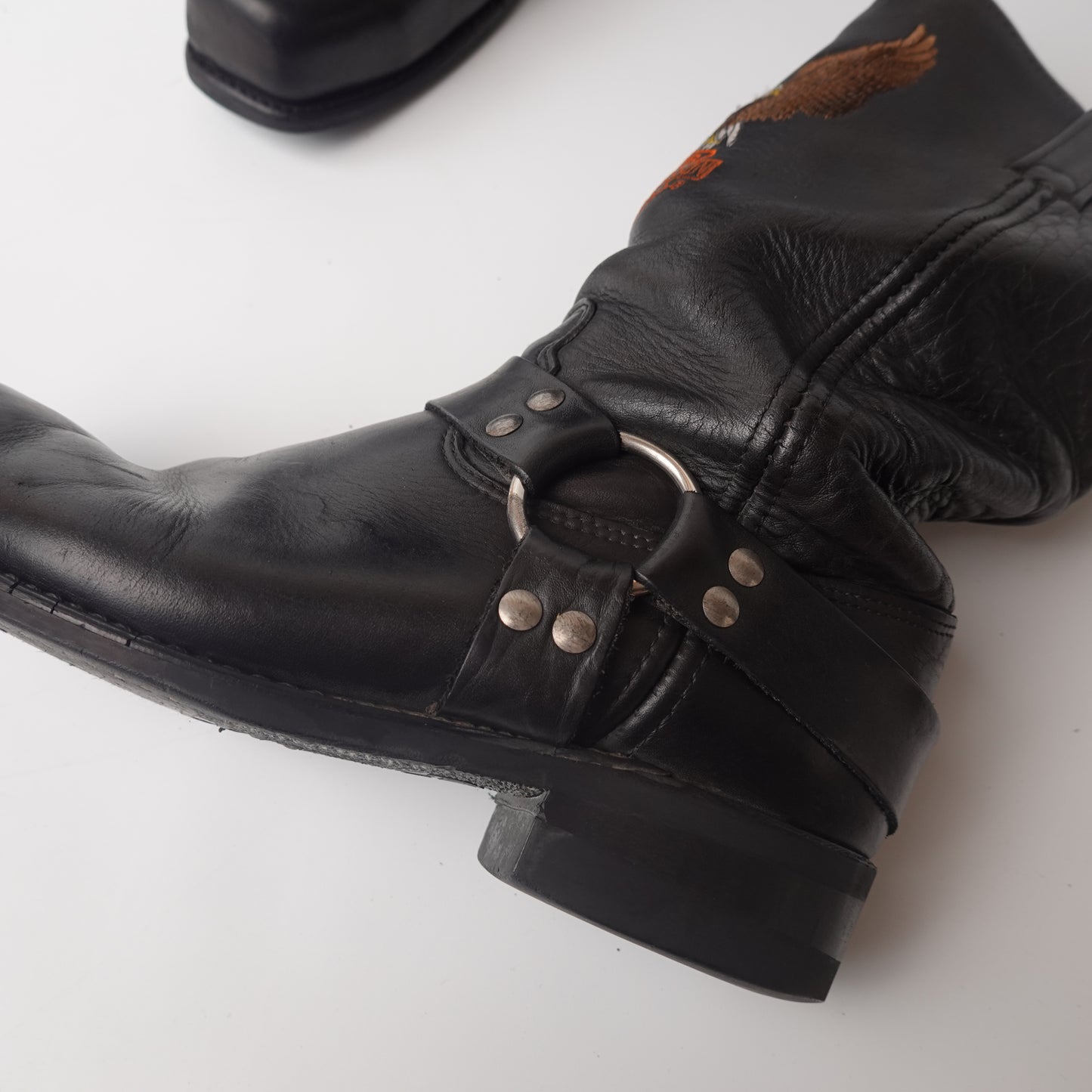 Vintage Harley Leather Steel Toe Boots - Size 12
