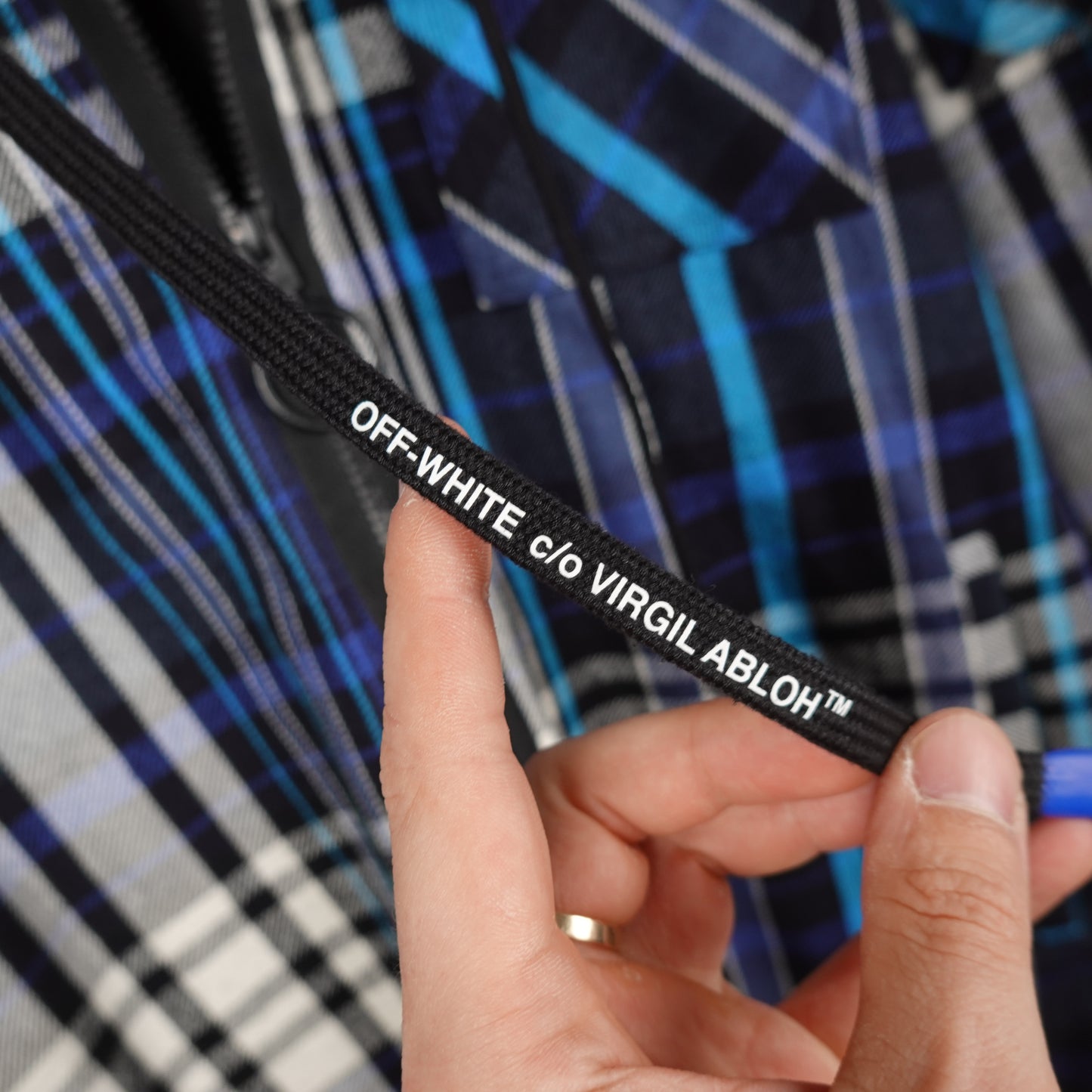 Off White Oversized Flannel Hooded Jacket - Size S