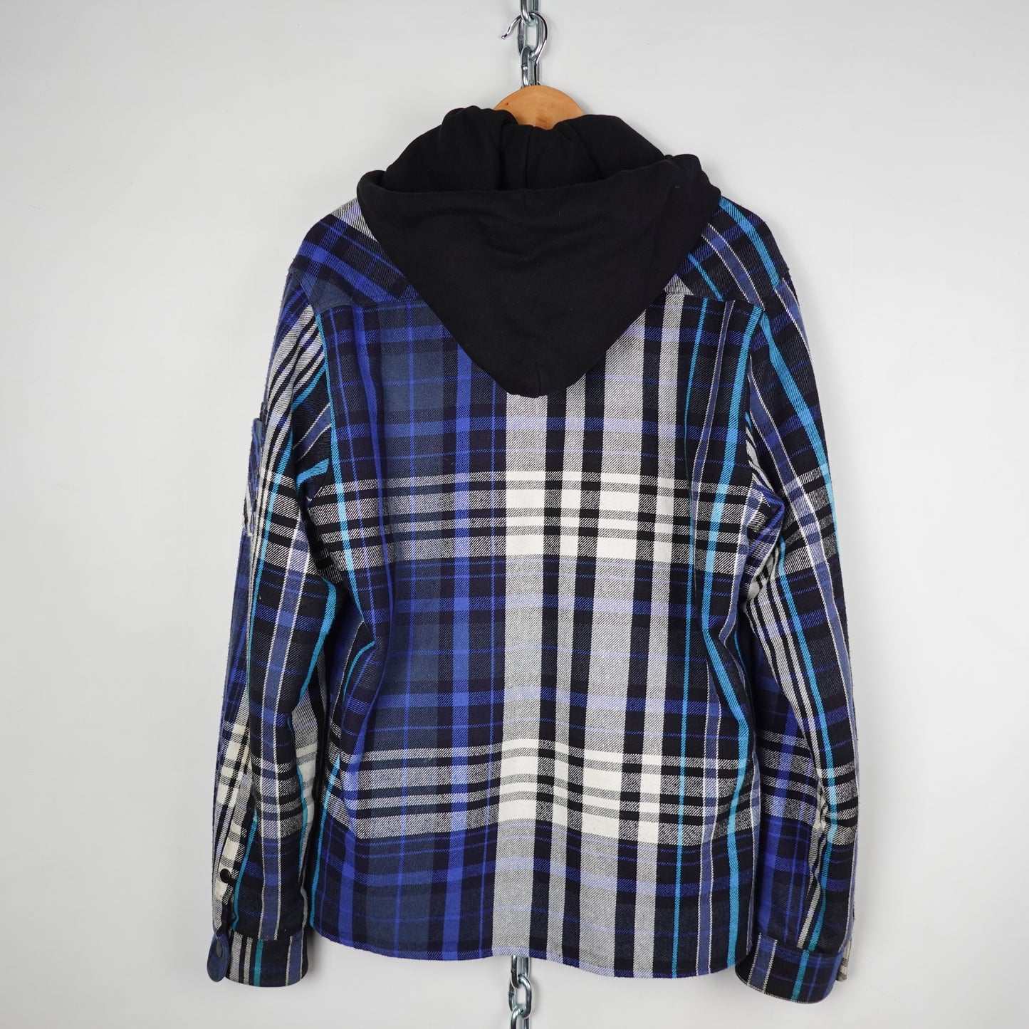 Off White Oversized Flannel Hooded Jacket - Size S