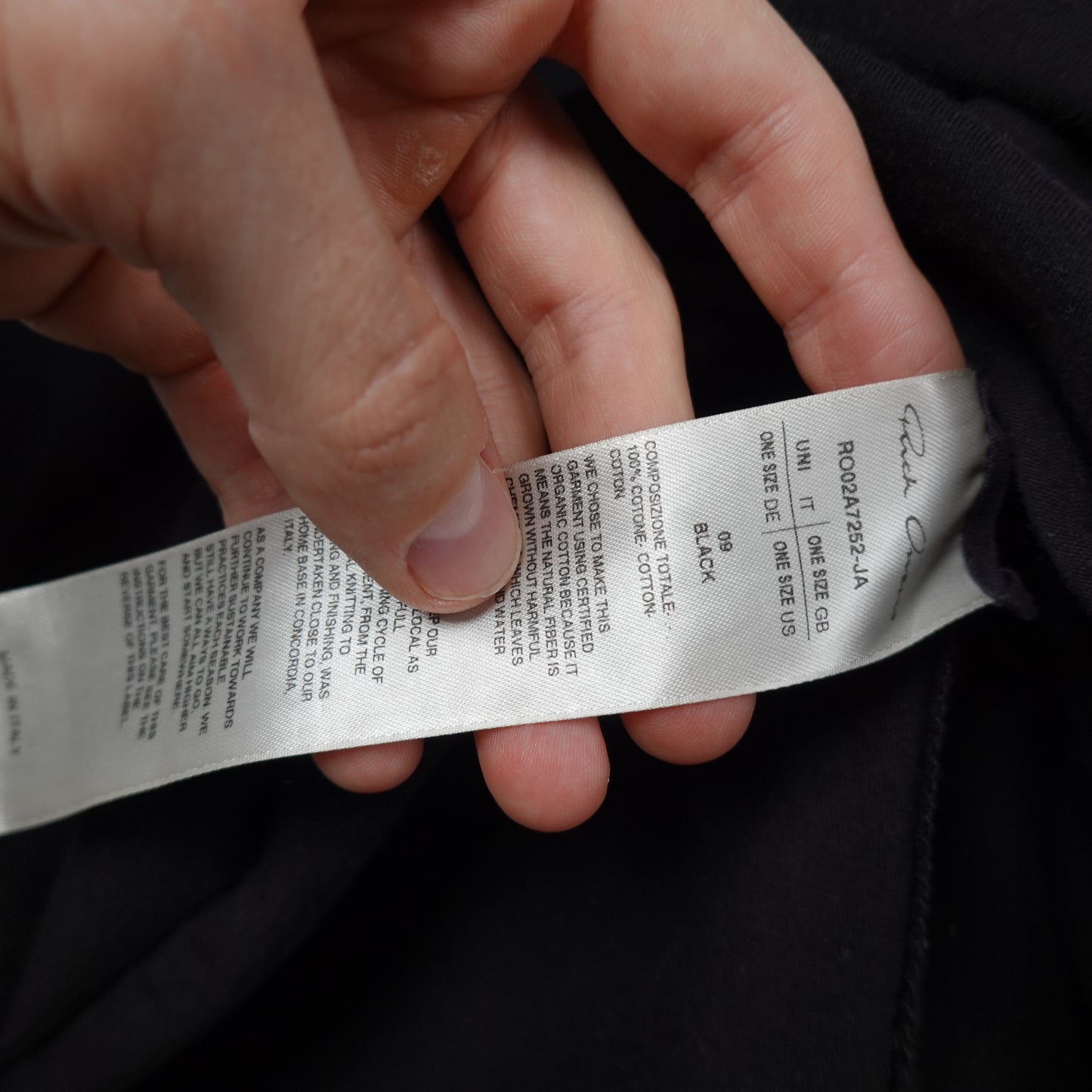 Rick Owens FW 21 Gethsemane Tee Black - One Size