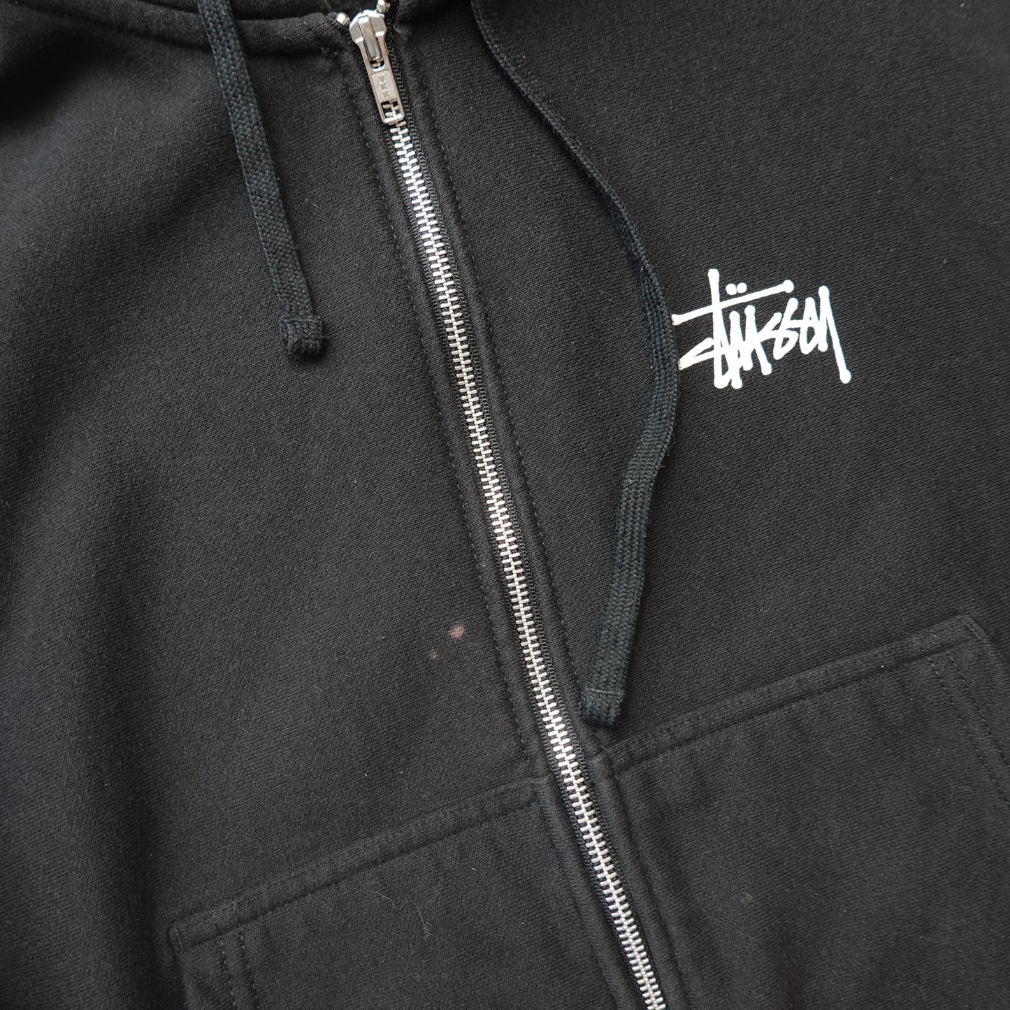 Stussy Zip Up Hoodie Classic Logo Black - Size S
