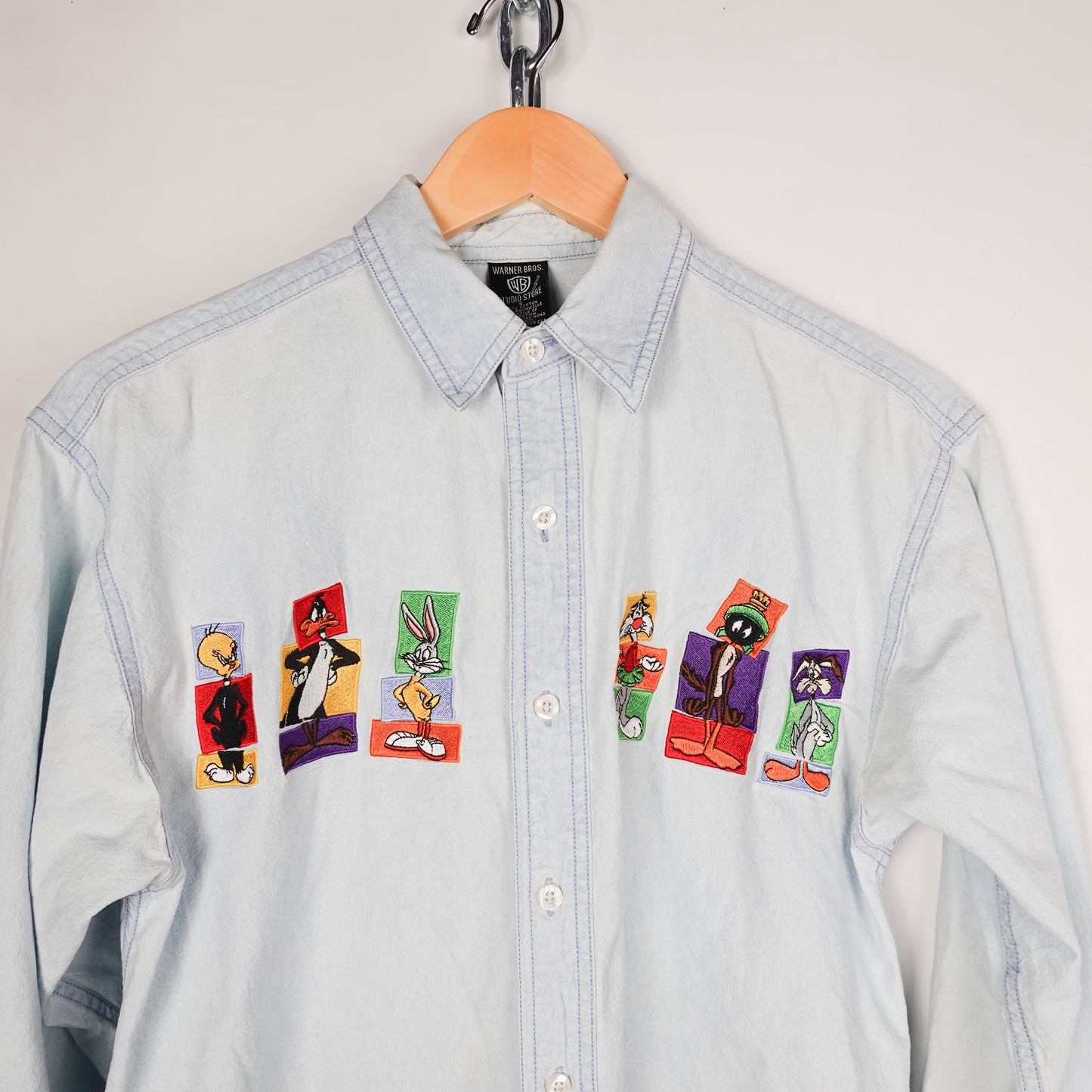 1997 Looney Tunes Denim Button up - Size S