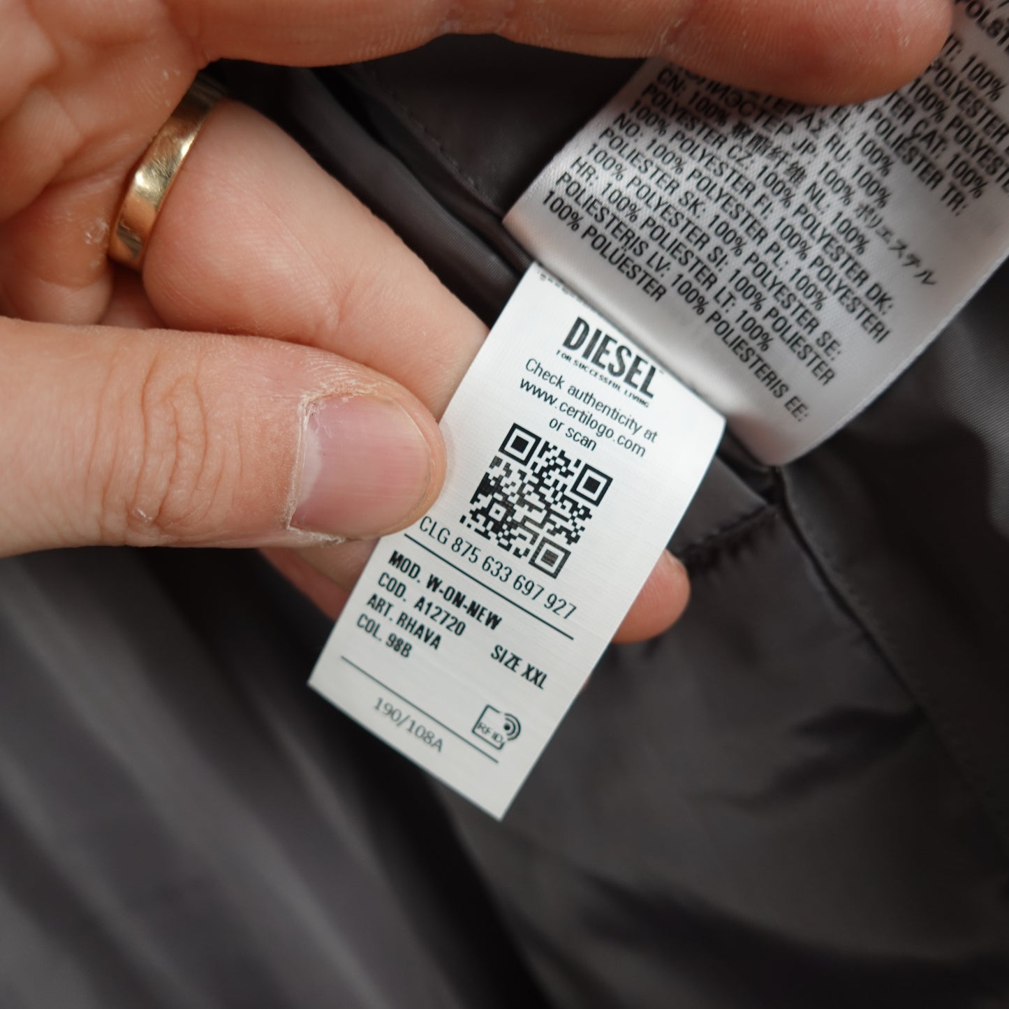 Diesel Puffer Jacket - Size 2XL