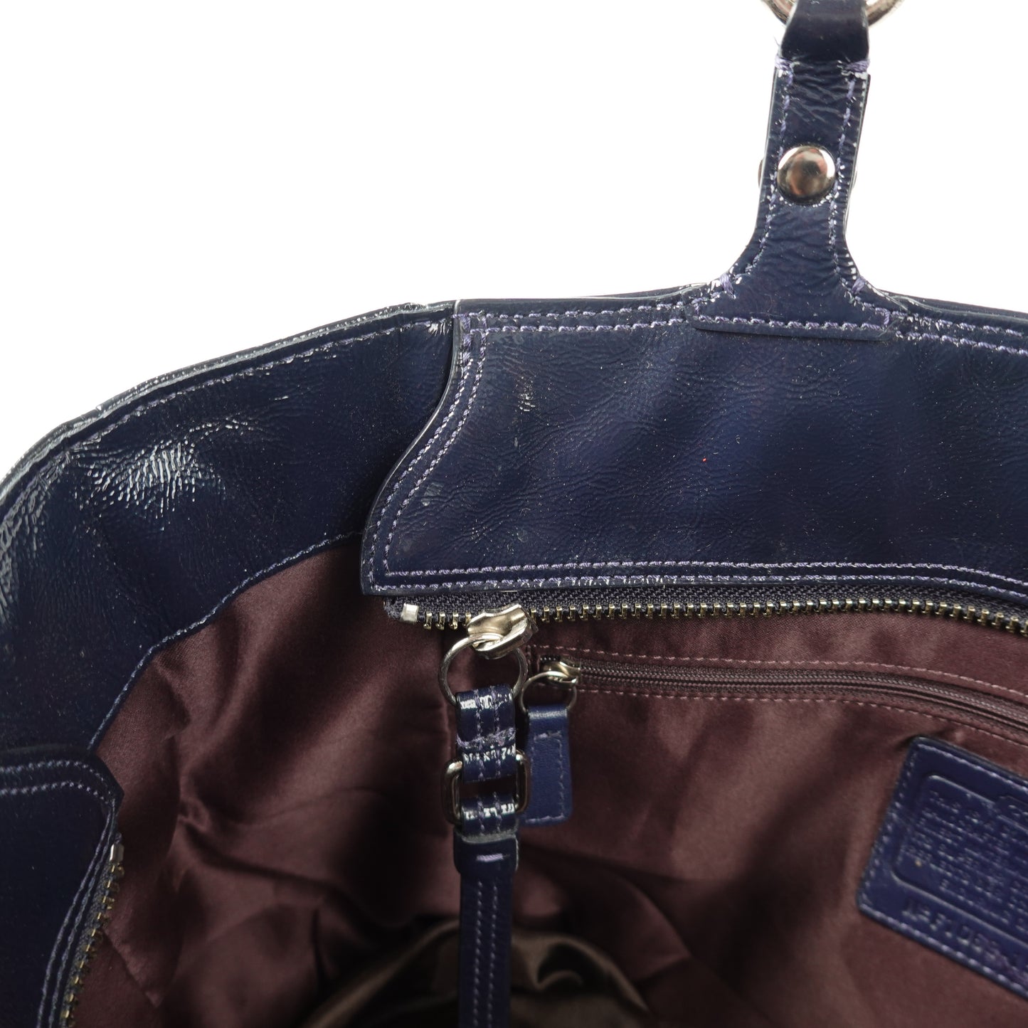 Coach Navy Patent Leather Bag