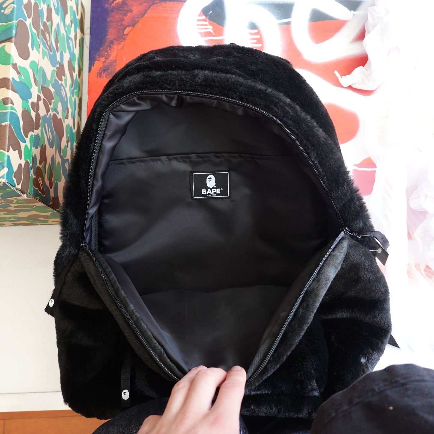 Bape Shark Faux-Fur Backpack