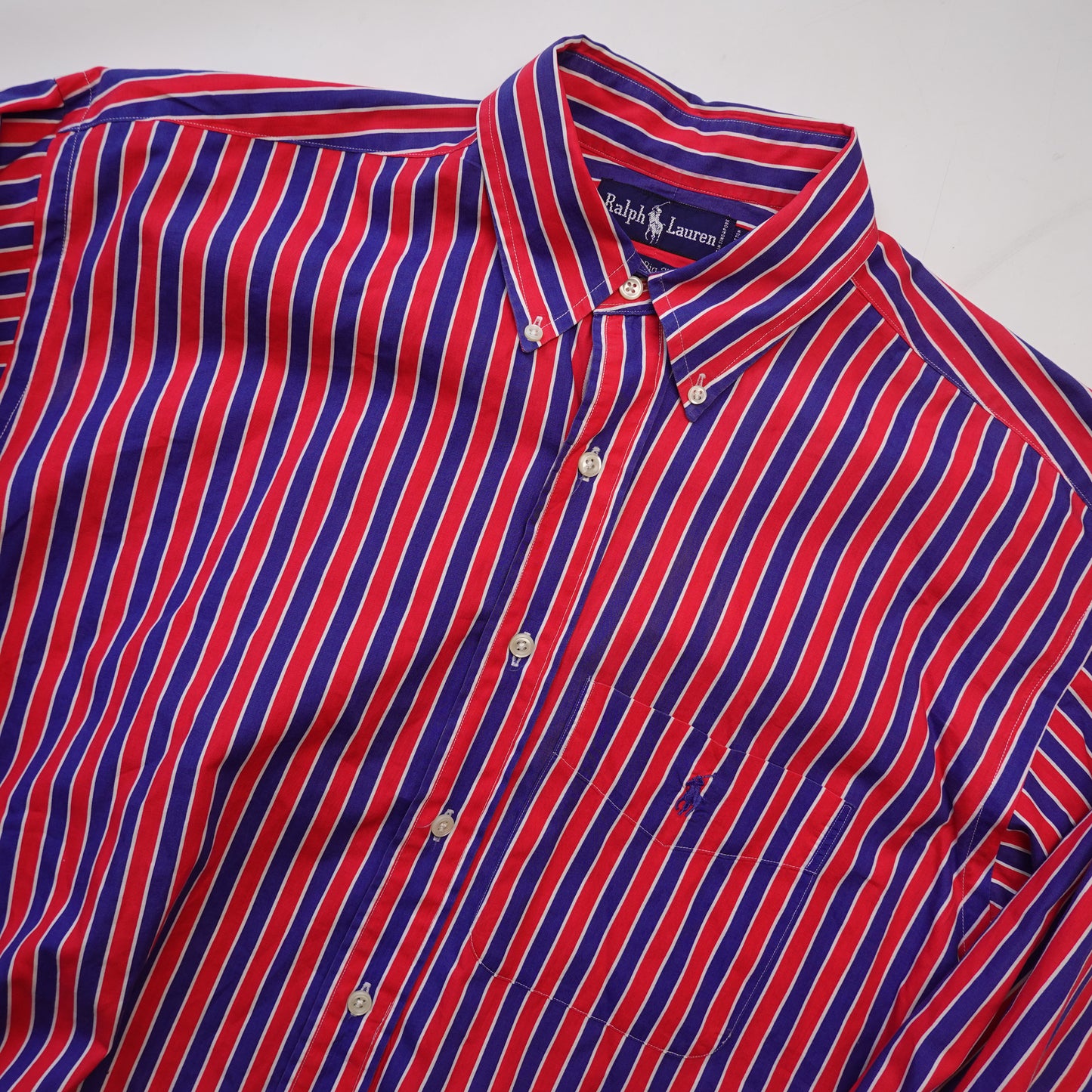 Polo RL Striped Red/Blue Button Up - Size XXL