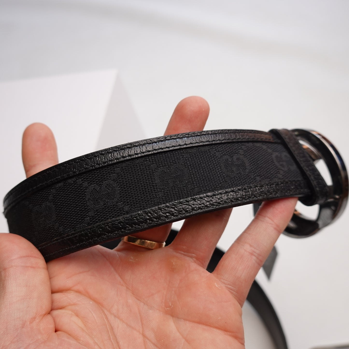 Gucci Canvas/Leather Belt - Size 28