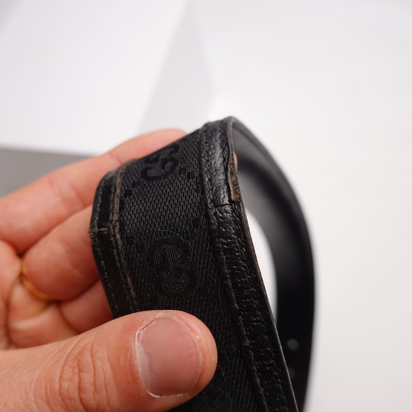 Gucci Canvas/Leather Belt - Size 28