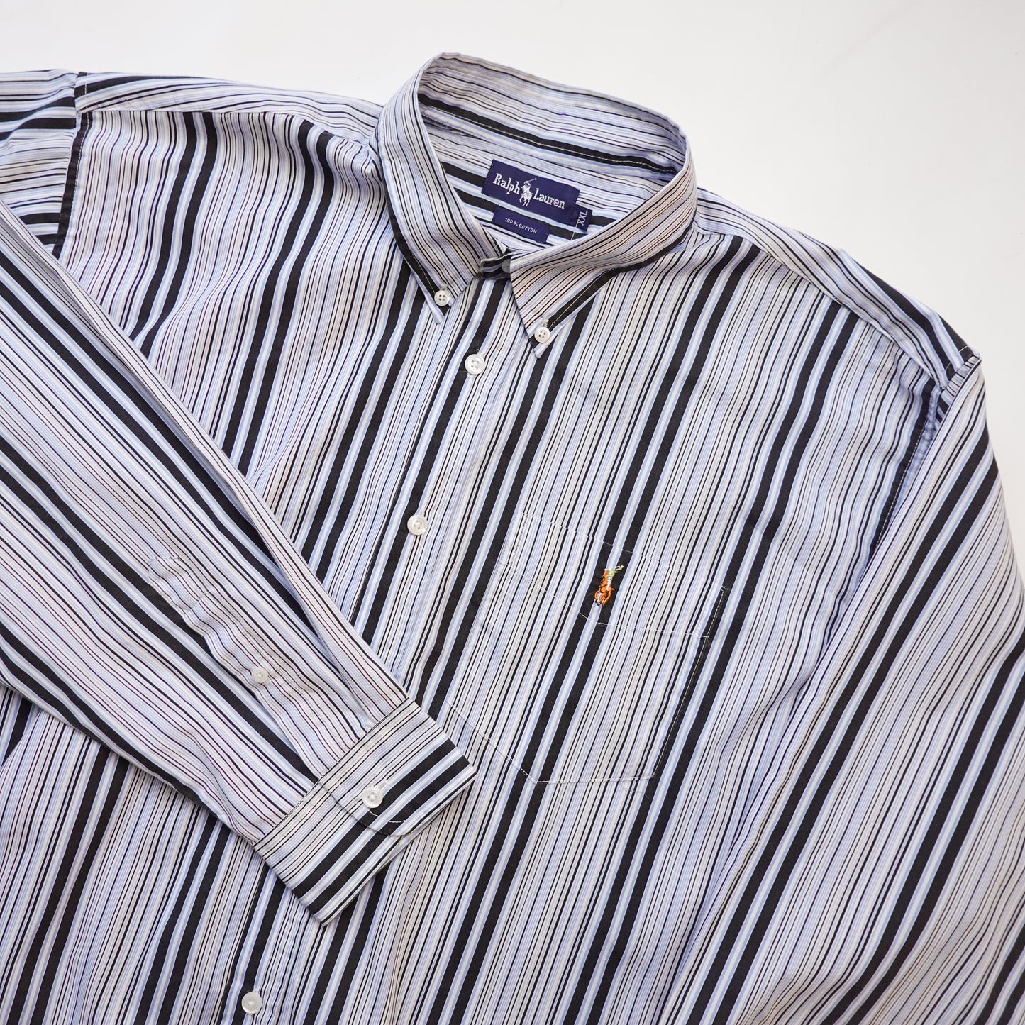Polo RL Striped Button Up BLUE/BLACK - Size XXL