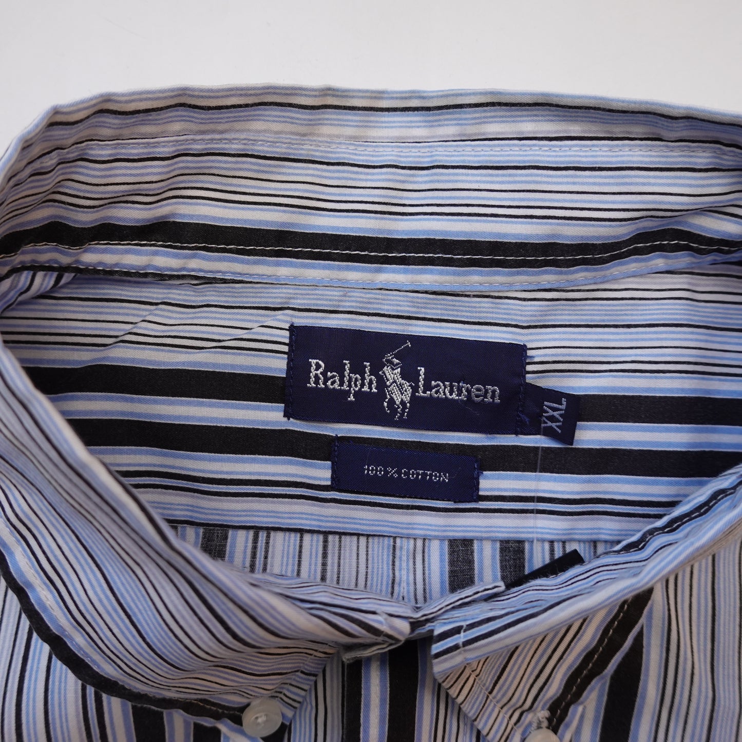 Polo RL Striped Button Up BLUE/BLACK - Size XXL