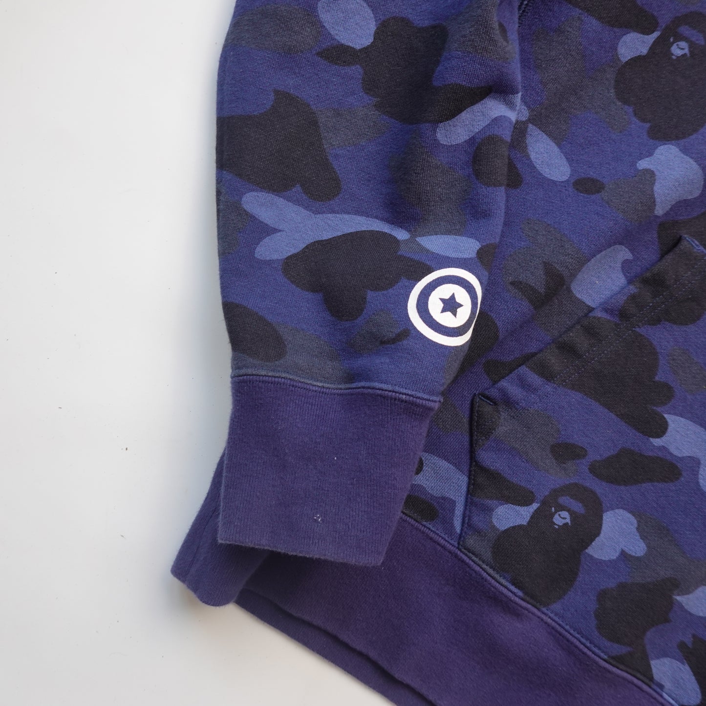 Bape Pullover Blue Camo Shark Hoodie - Size M