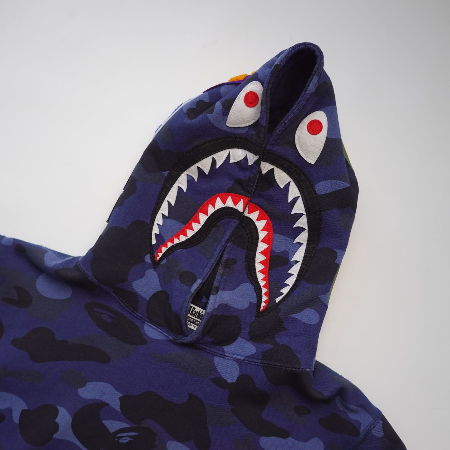 Bape Pullover Blue Camo Shark Hoodie - Size M