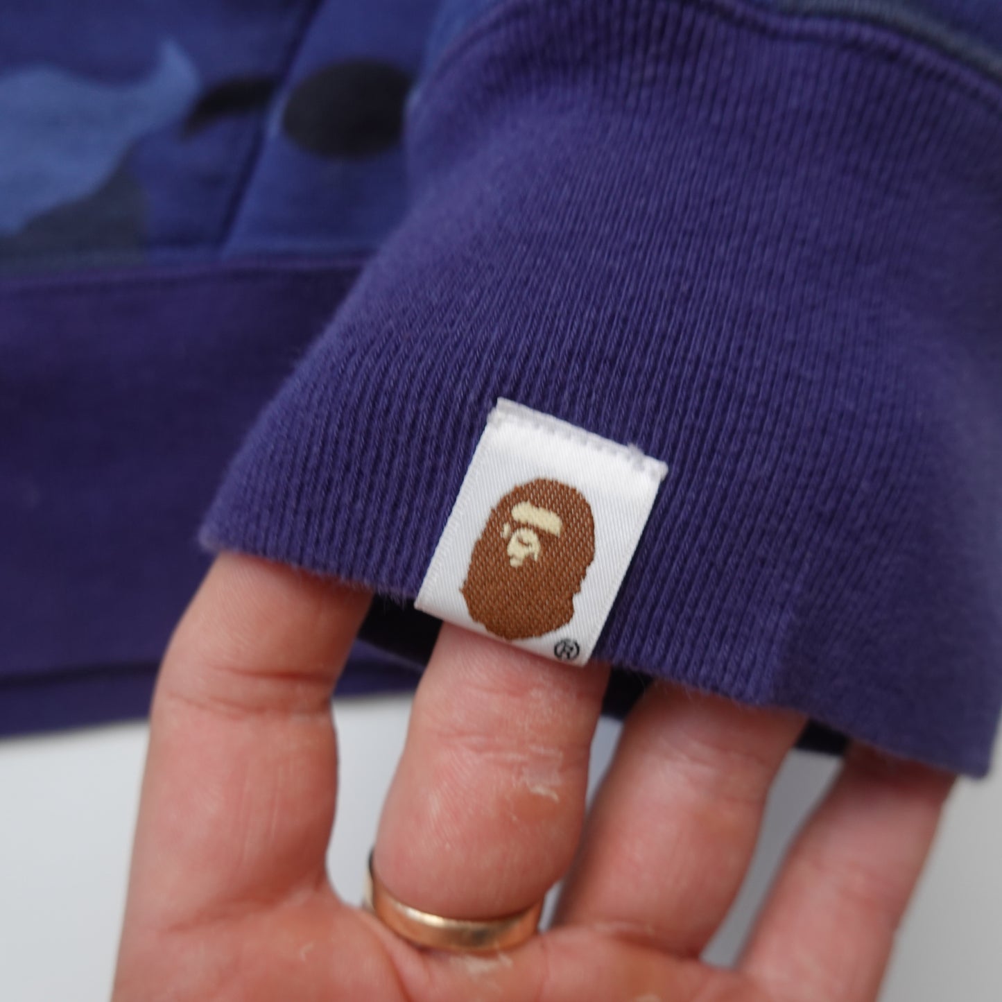 Bape Pullover Blue Camo Shark Hoodie - Size M