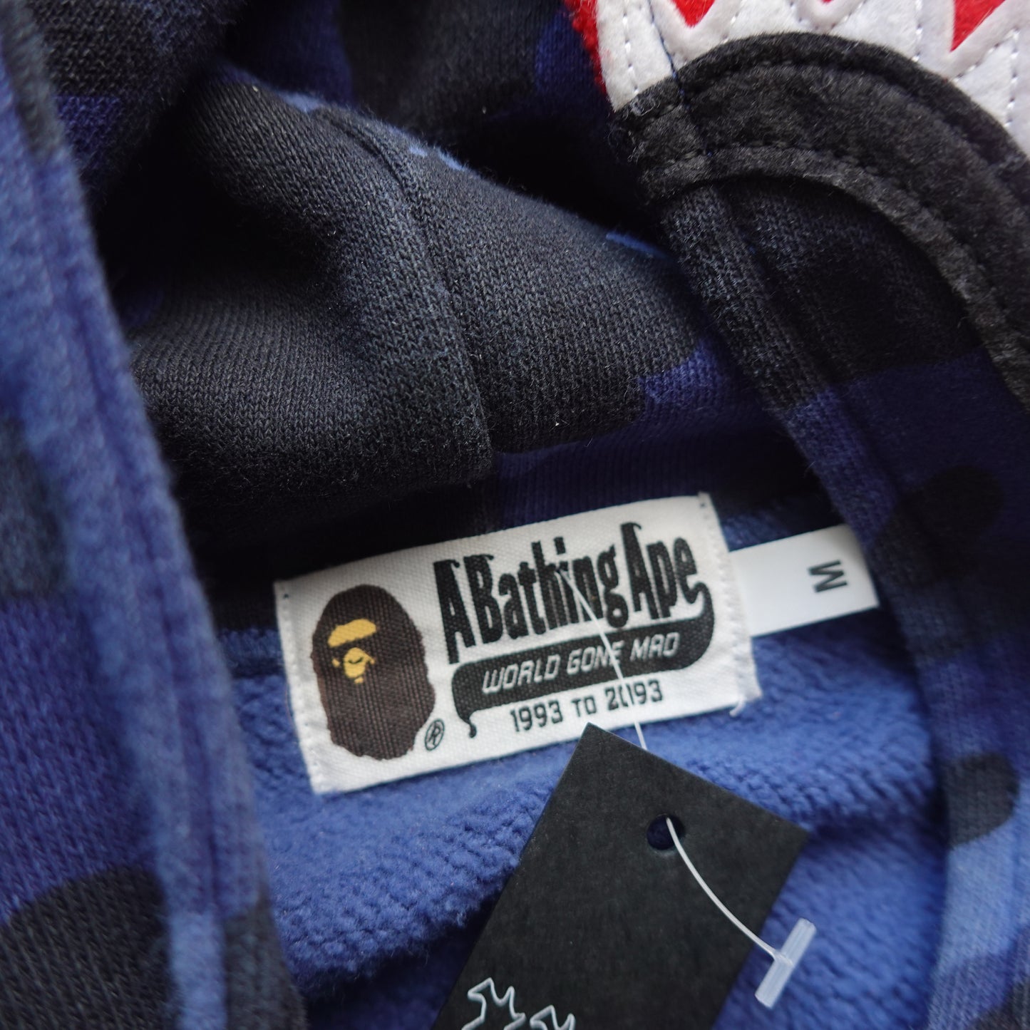 Bape Pullover Blue Camo Shark Hoodie - Size M