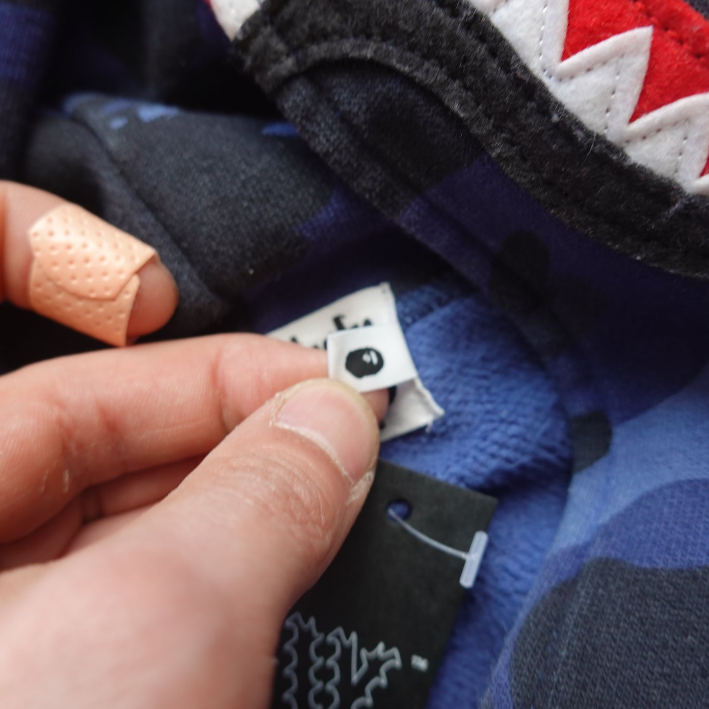 Bape Pullover Blue Camo Shark Hoodie - Size M