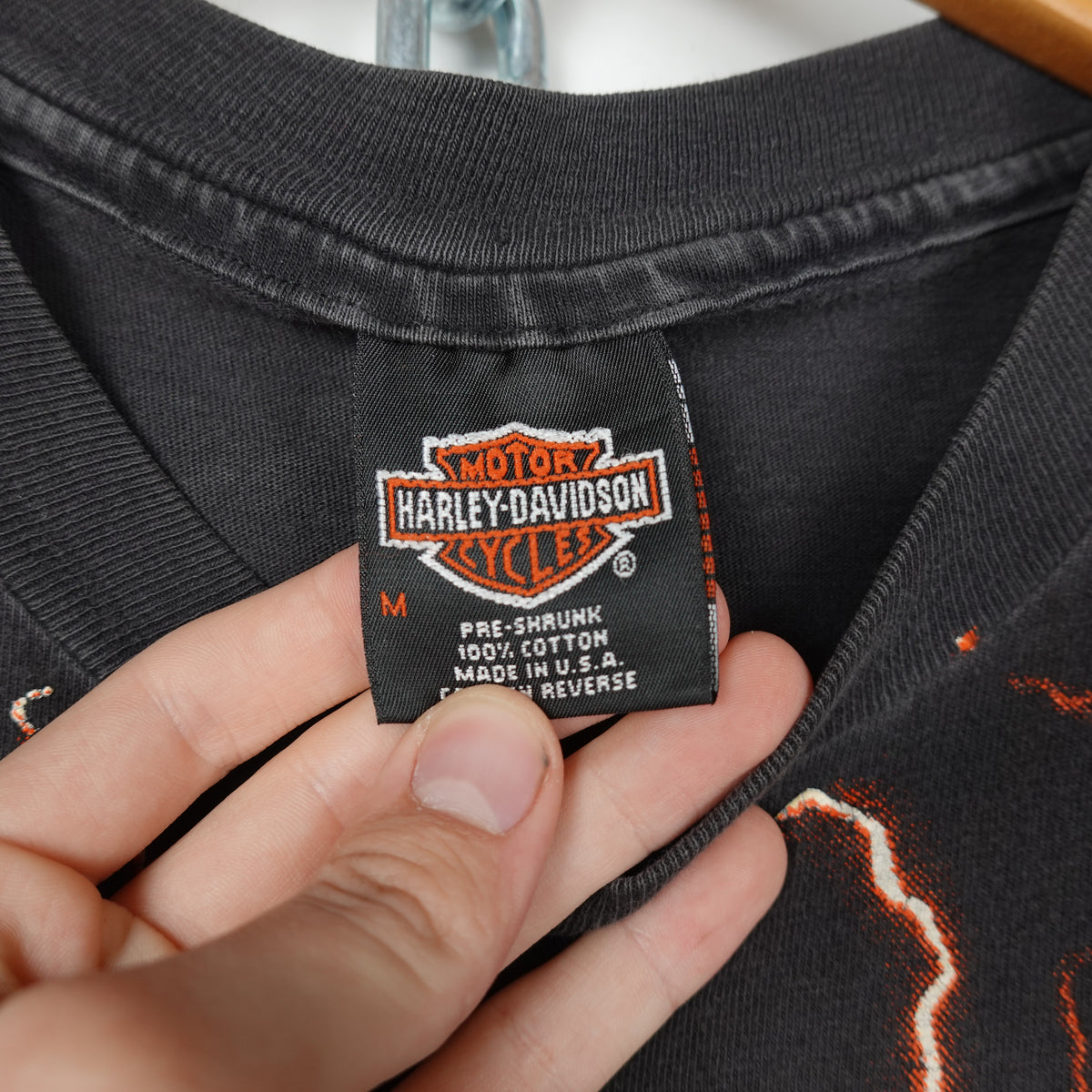 1990s Harley-Davidson Lighting AOP Tee - Size M