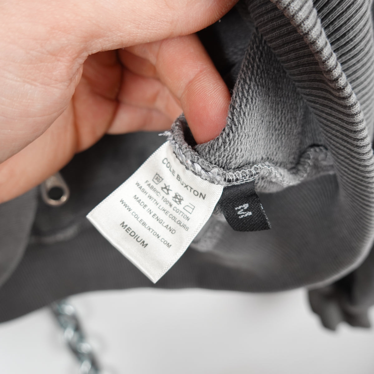 Cole Buxton Zip Up Ash Grey Hoodie - Size M