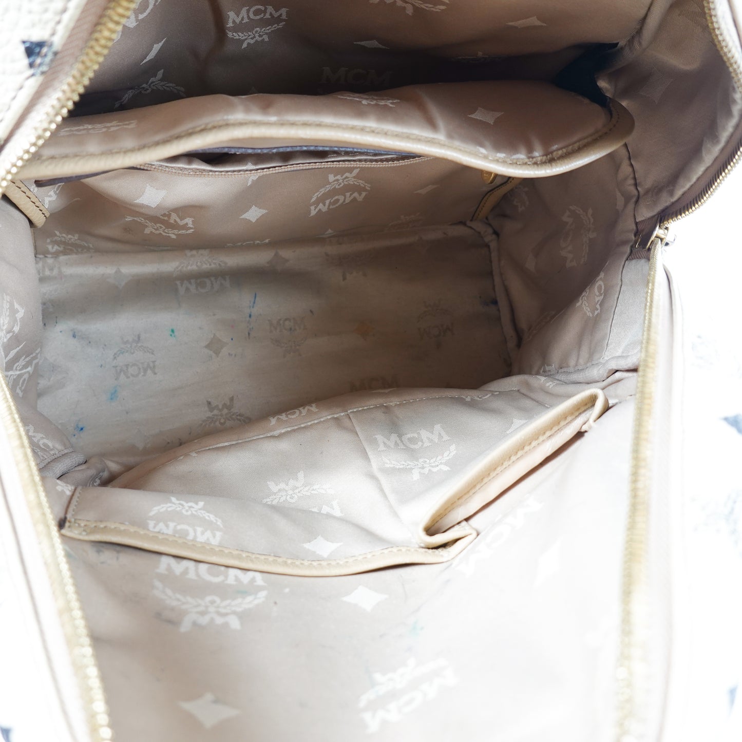 MCM Studded Stark Backpack - Beige