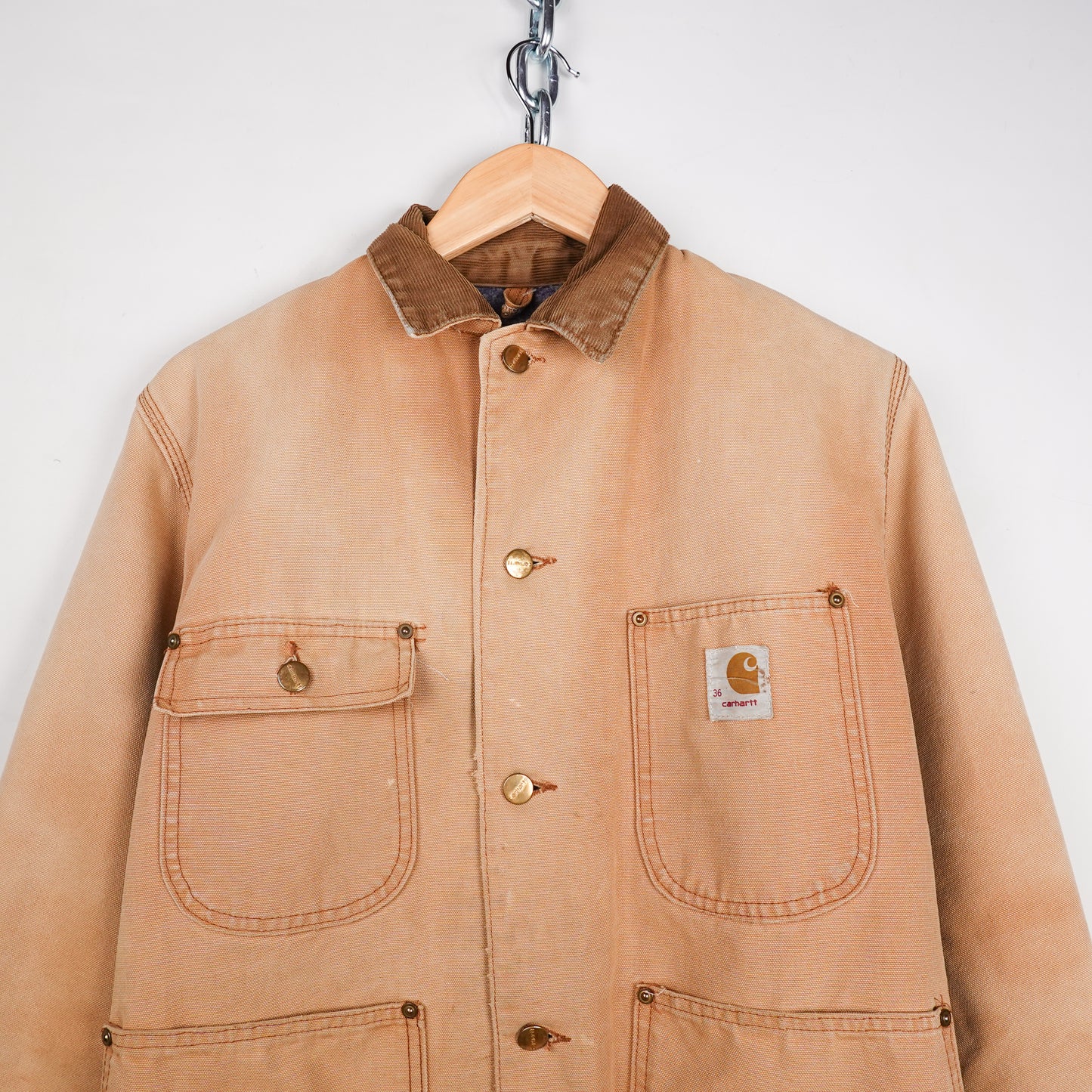 1970s Carhartt Union Made Chore Jacket - Size M Close Up Photo