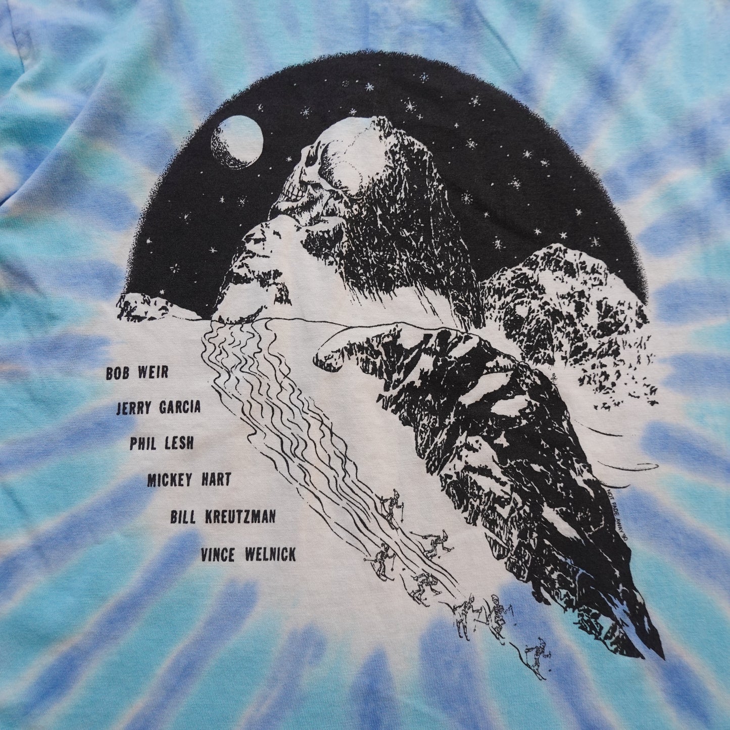 1991 Grateful Dead Skiing Skeleton Tie Dye Tee - Size L