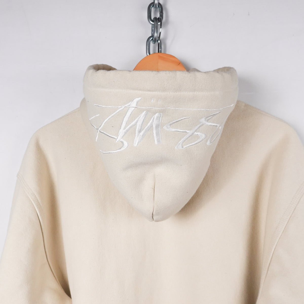 Stussy Hood Logo Hoodie Cream - Size M