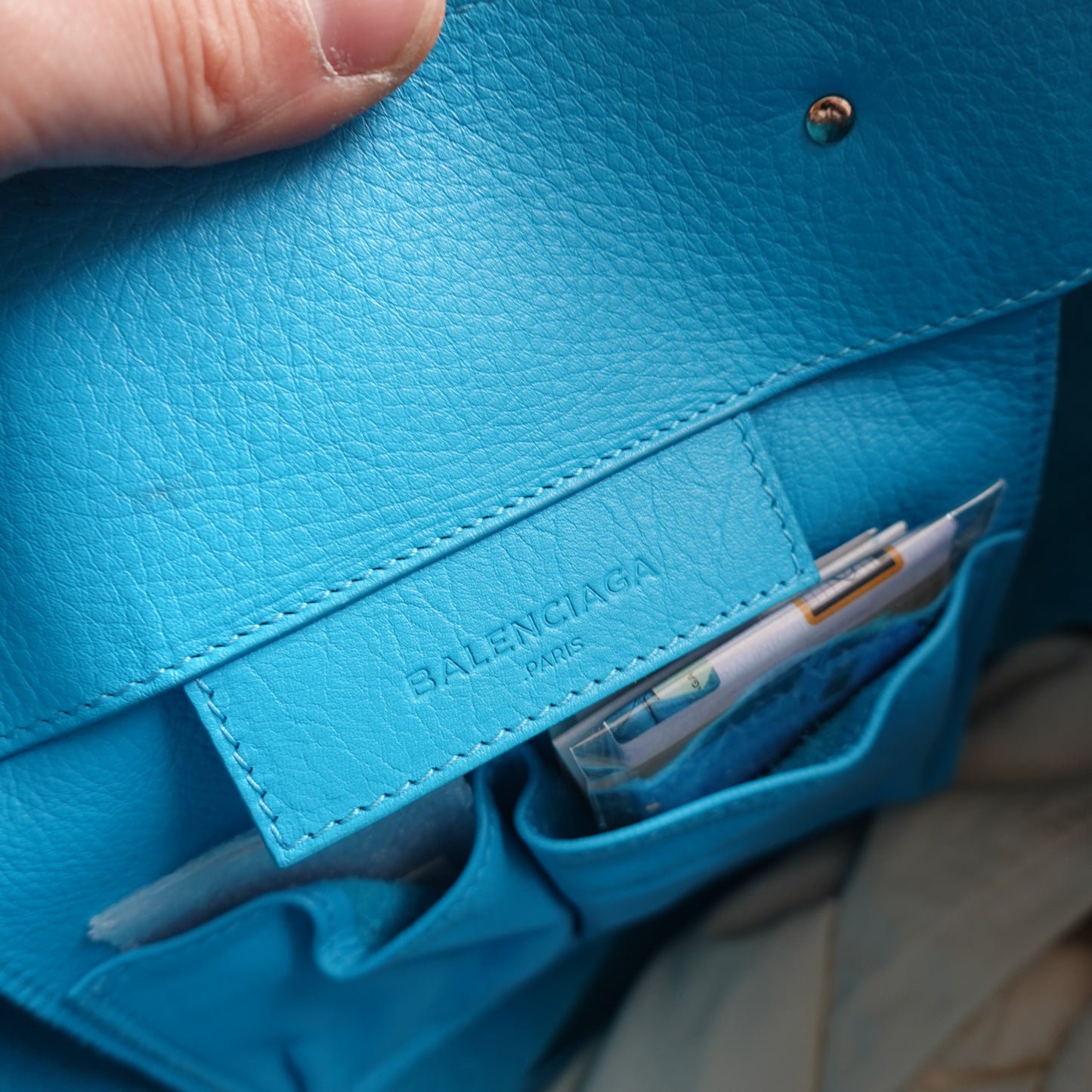 Balenciaga Papier A4 Turquoise Tote Bag