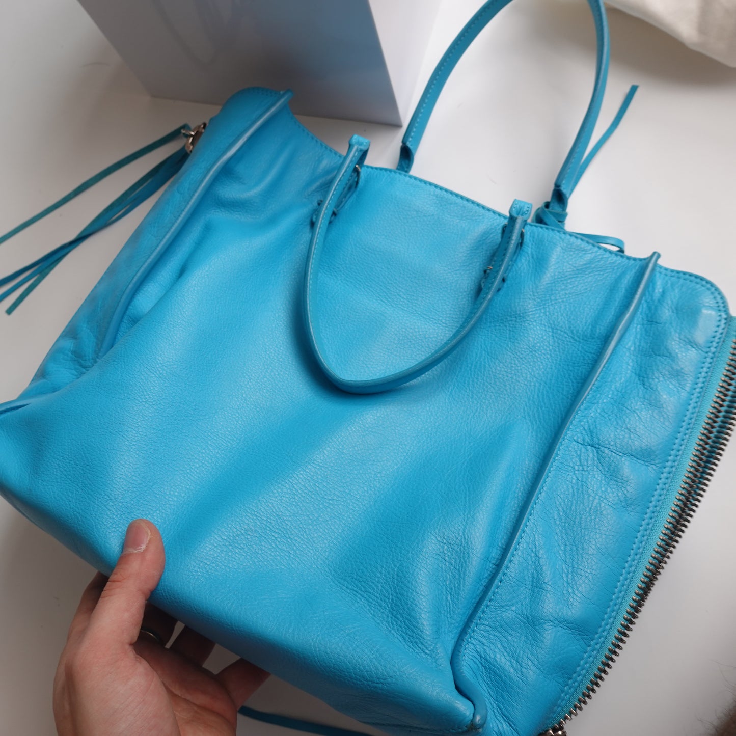 Balenciaga Papier A4 Turquoise Tote Bag