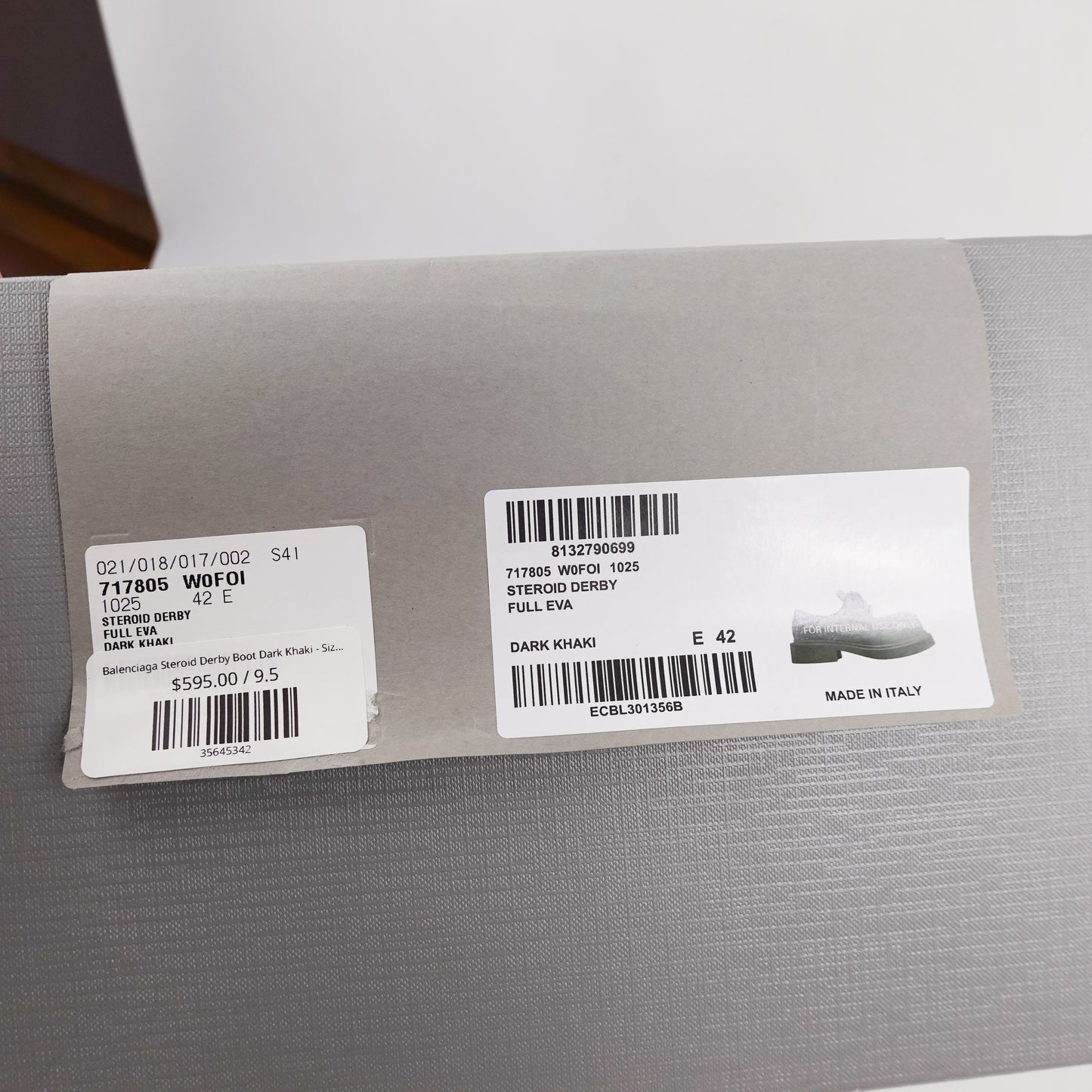 Balenciaga Steroid Derby Boot Dark Khaki - Size 9.5