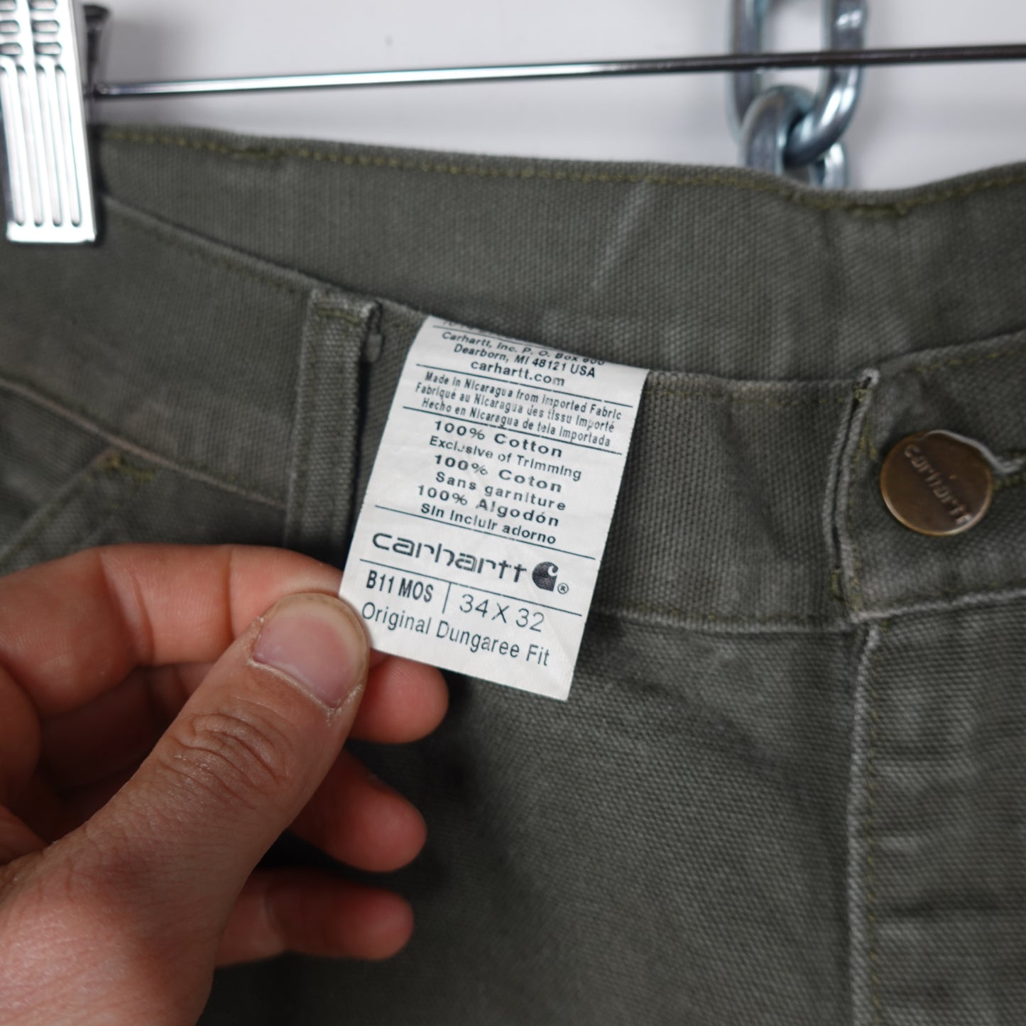 Carhartt Dungaree Fit Olive Pant - Size 34