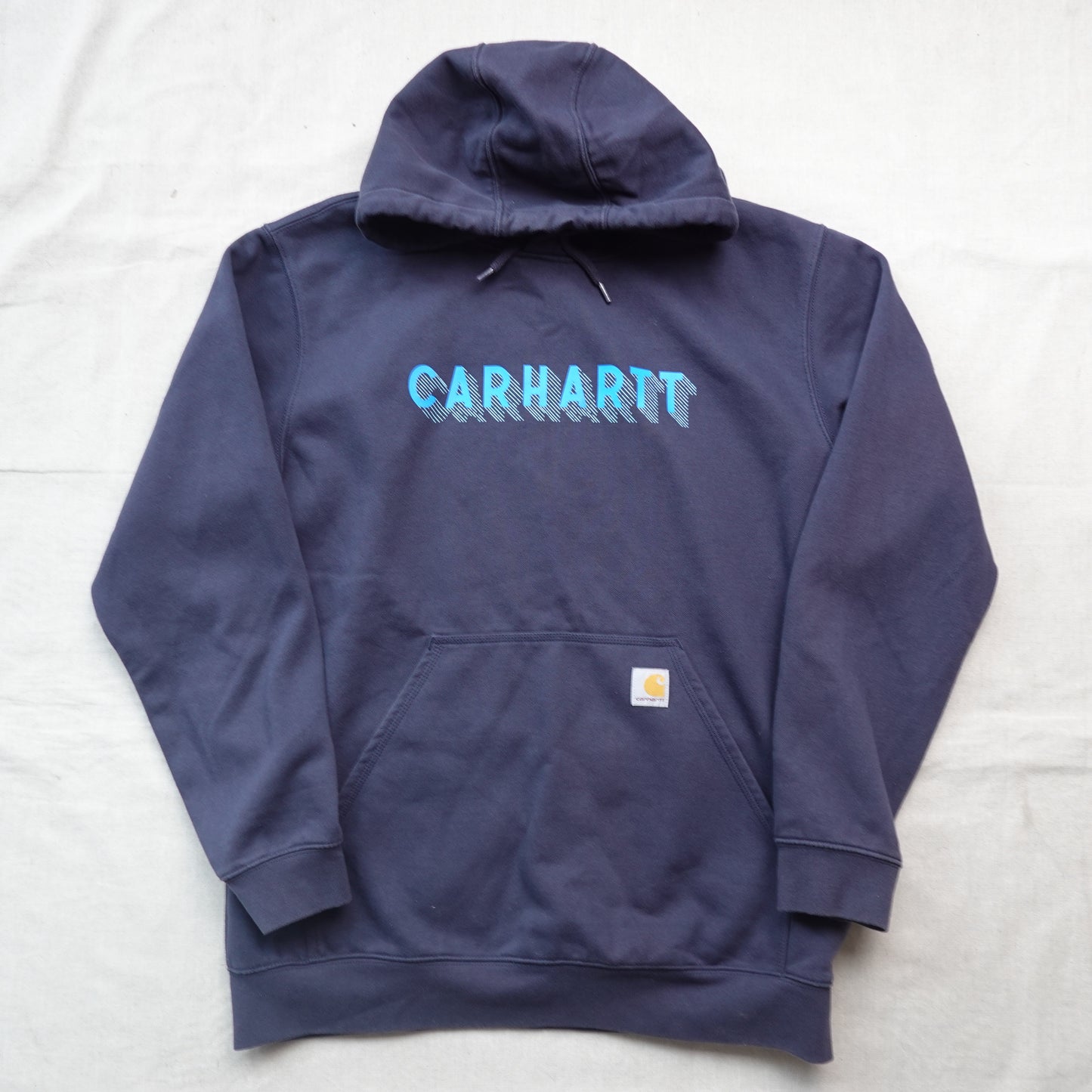 Carhartt Navy Spell Out Hoodie - Size L
