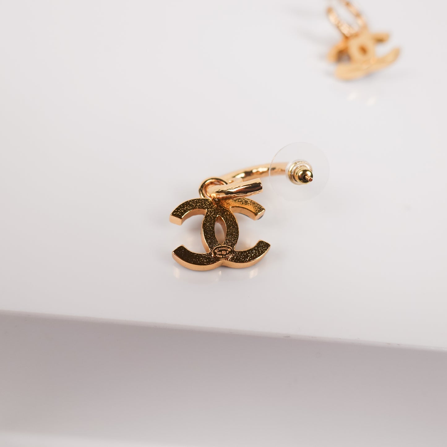 Chanel Blue Glitter Enamel & CC Earrings