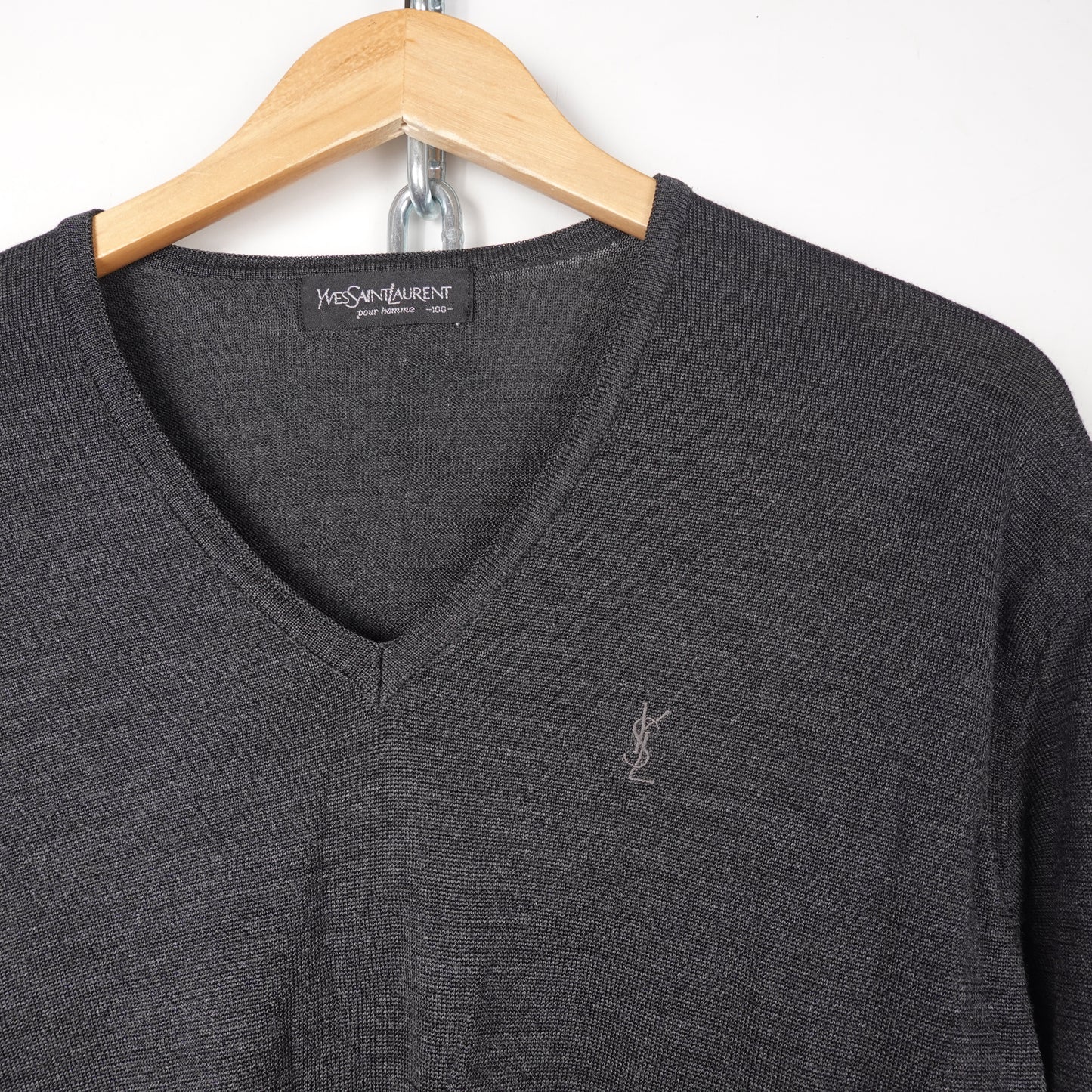 YSL Light Knit V-Neck Sweater - Size S