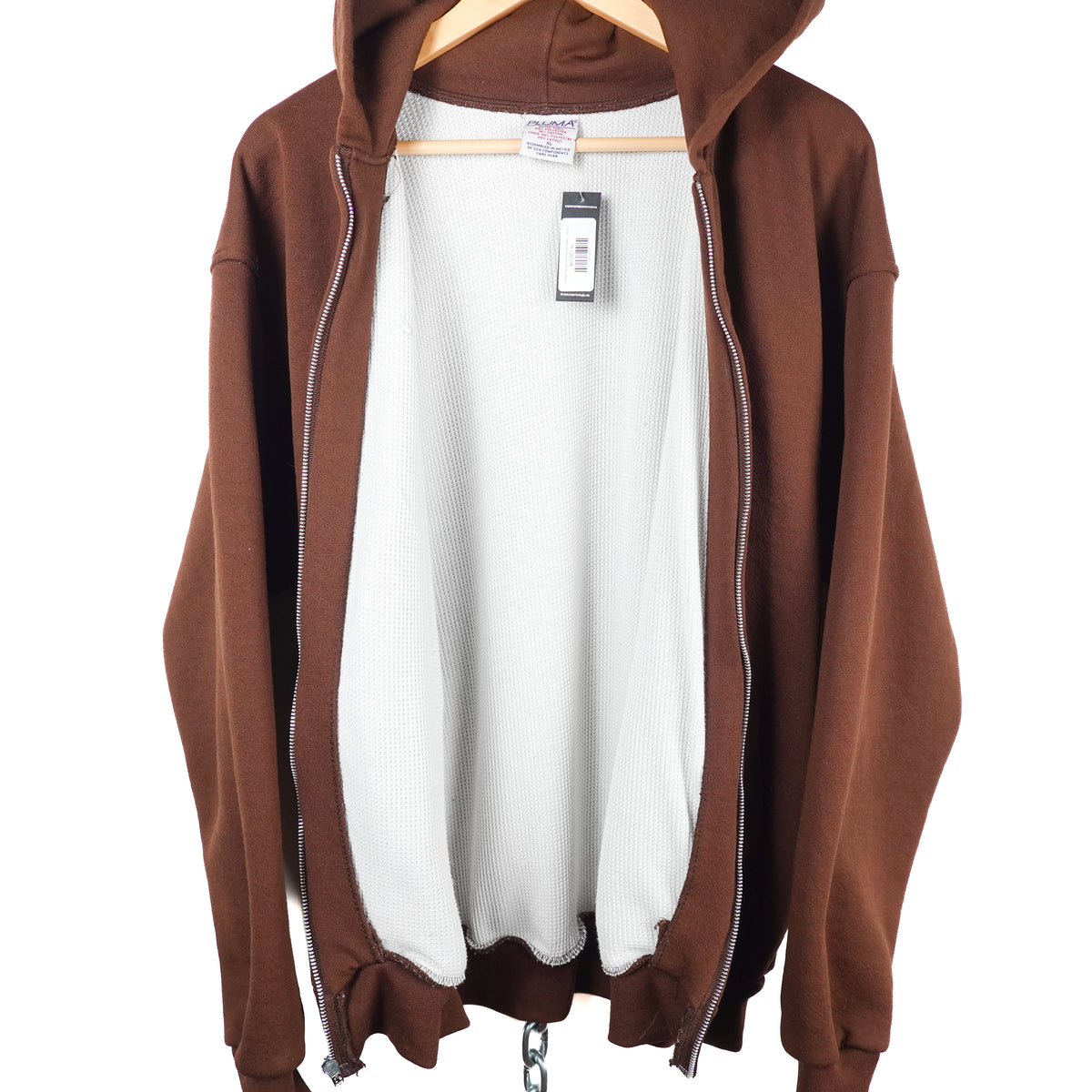 Vintage Thermal Lined Zip Up Hoodie - Size XL