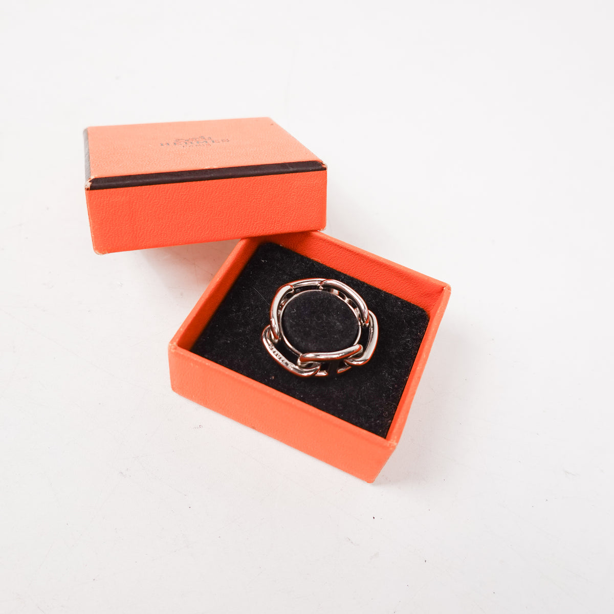 Hermes Regate Scarf Ring - Silver Toned