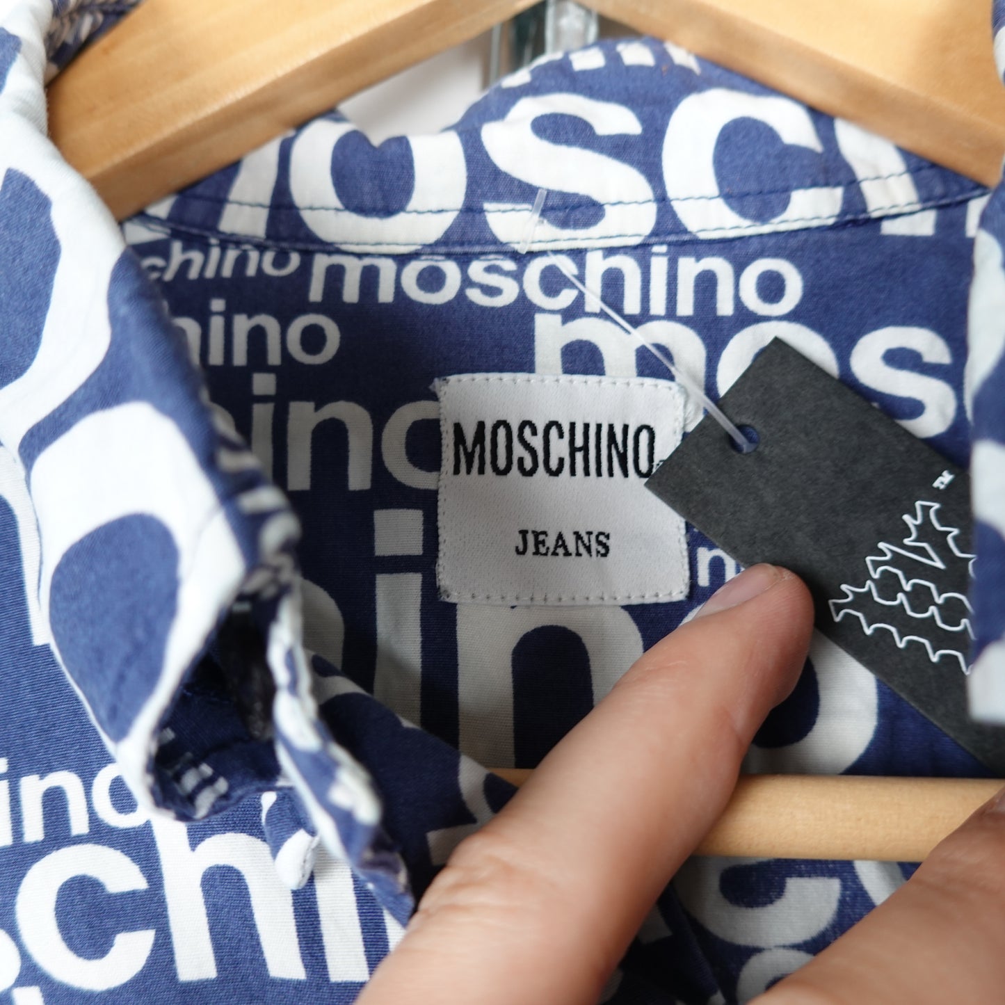 Moschino Jeans Spellout Button Up Shirt - Size L