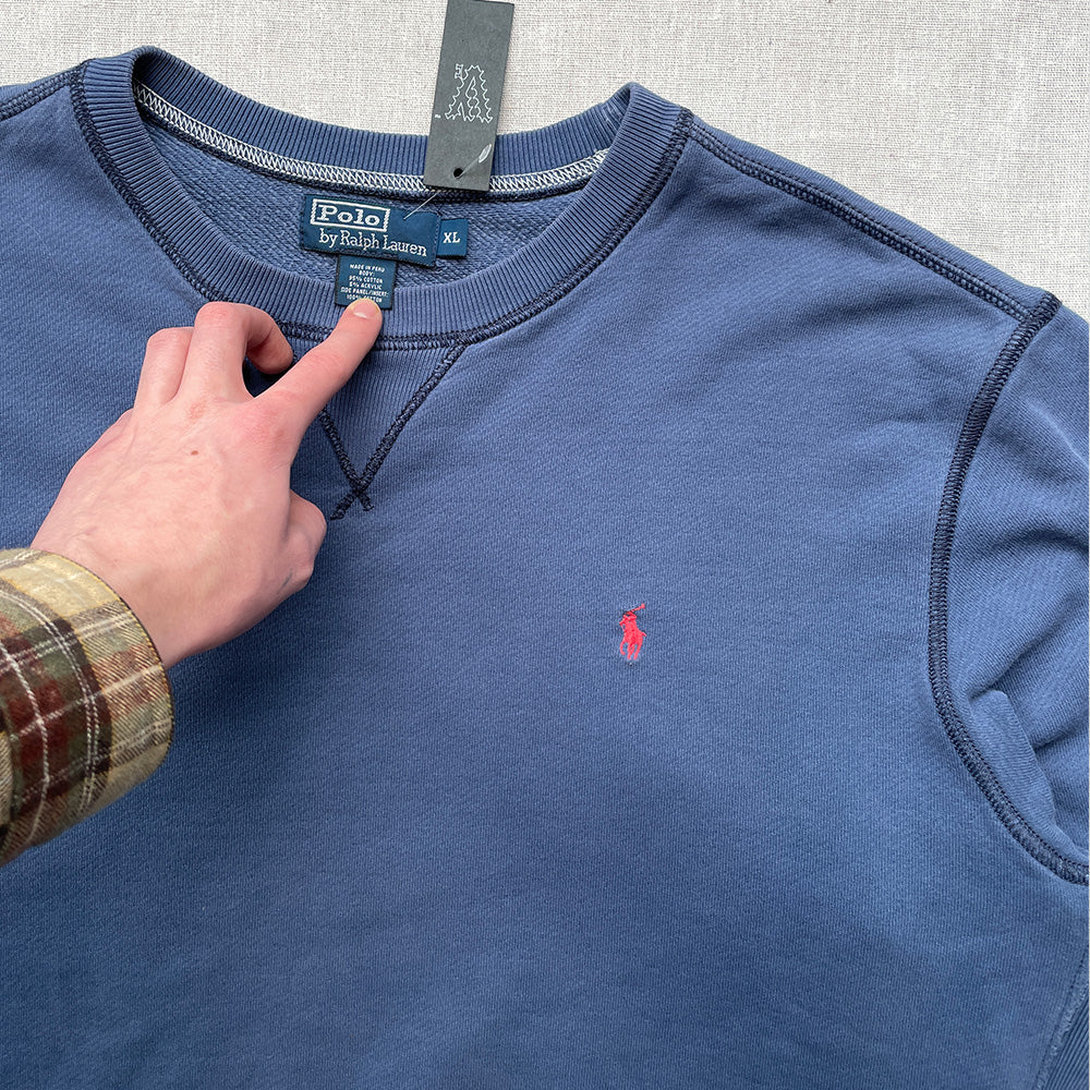 1990s Polo RL Blue Crewneck - Size XL