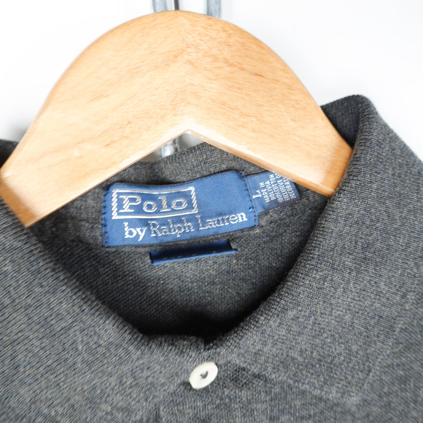 Polo RL Grey/Black LS Shirt - Size L