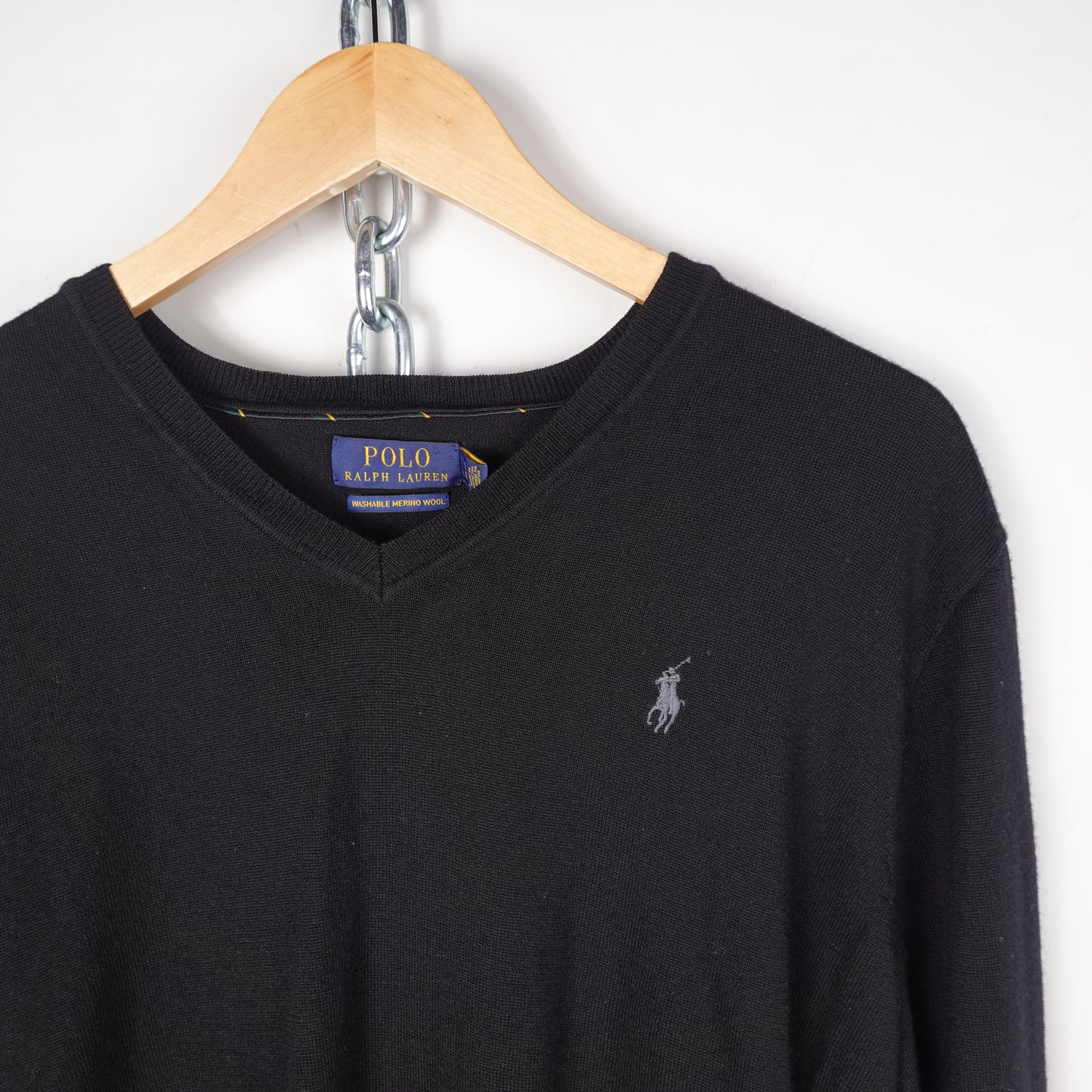 Polo RL Black V-Neck Sweater - Size L