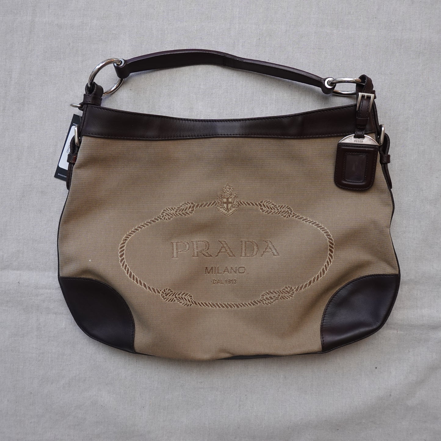 Prada Canapa Jacquard Hobo Bag