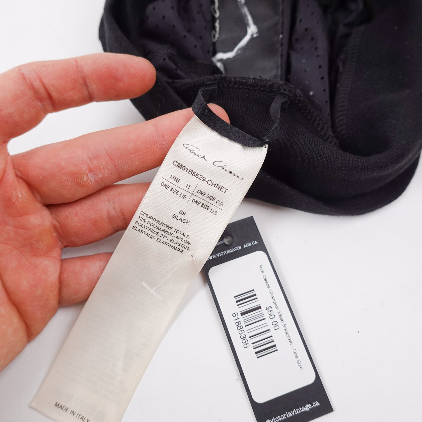 Rick Owens Champion Mesh Balaclava - One Size