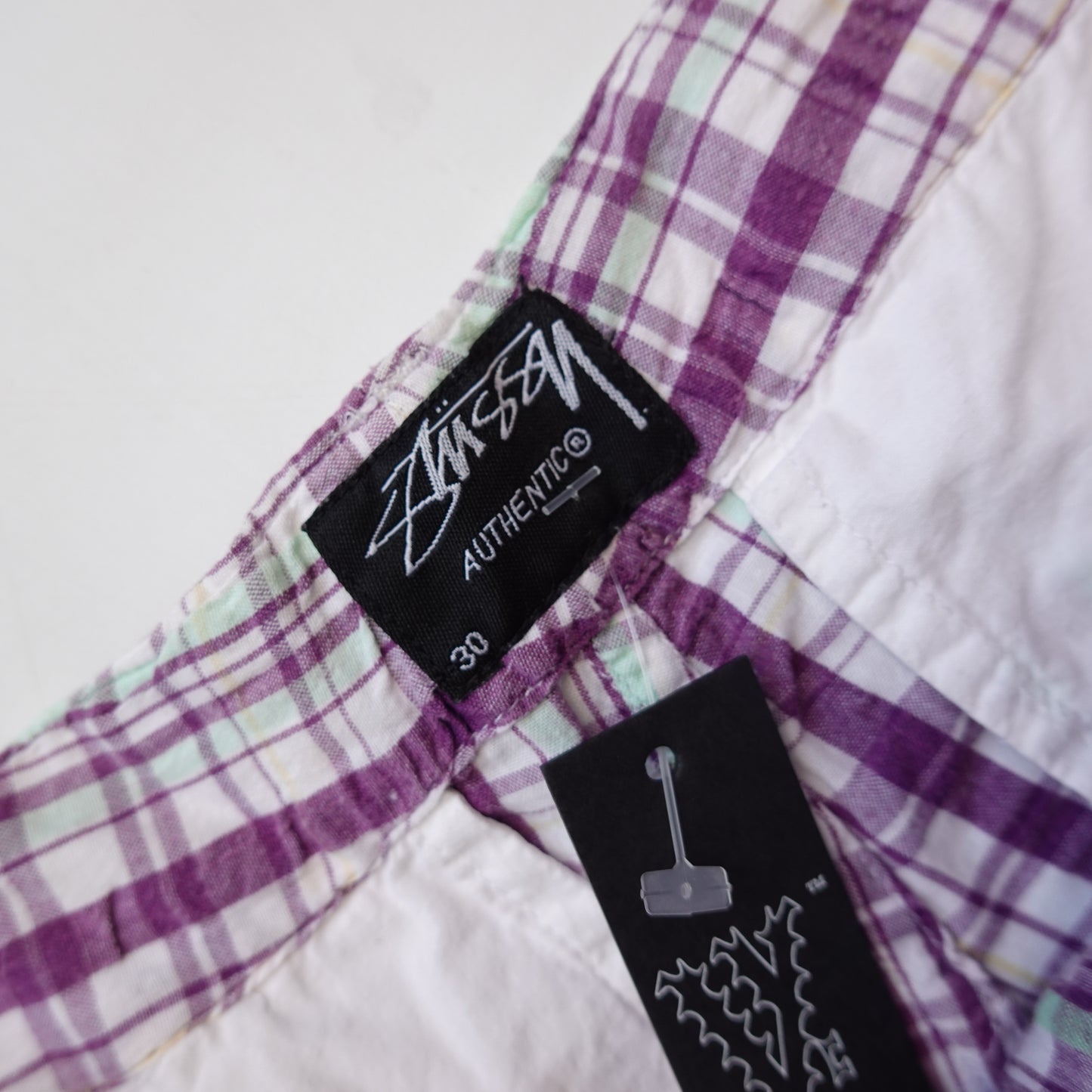 Stussy Purple Plaid Shorts - Size 30