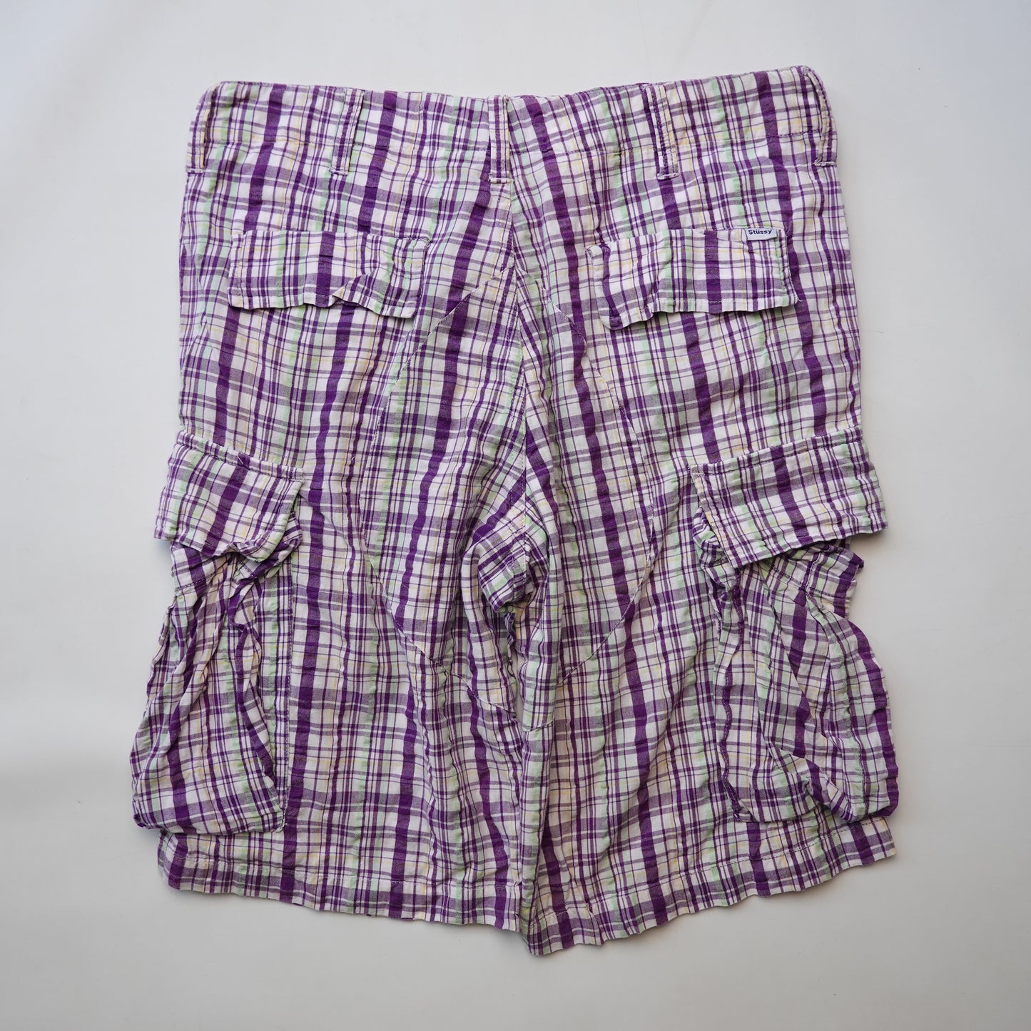 Stussy Purple Plaid Shorts - Size 30