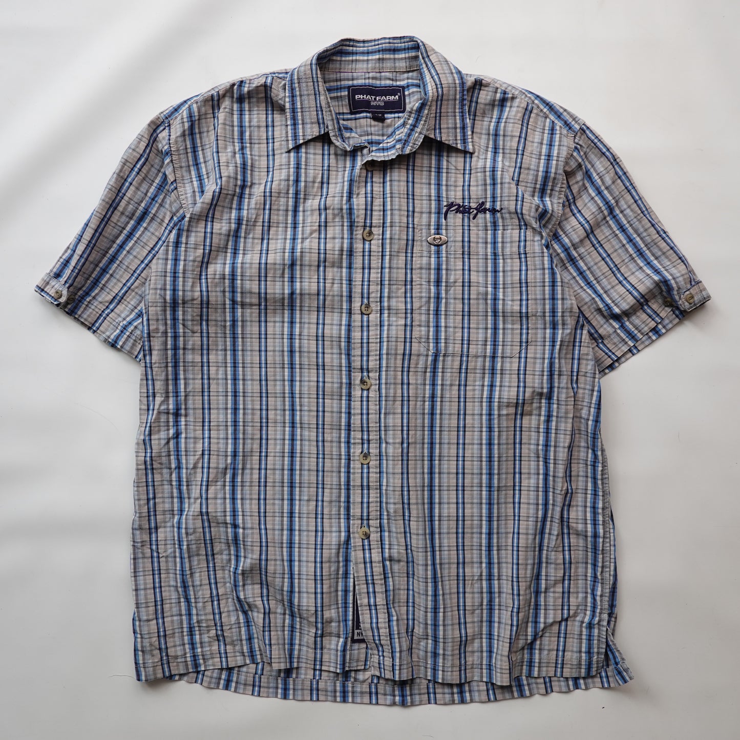 Phat Farm NYC Plaid SS Button Up - Size M