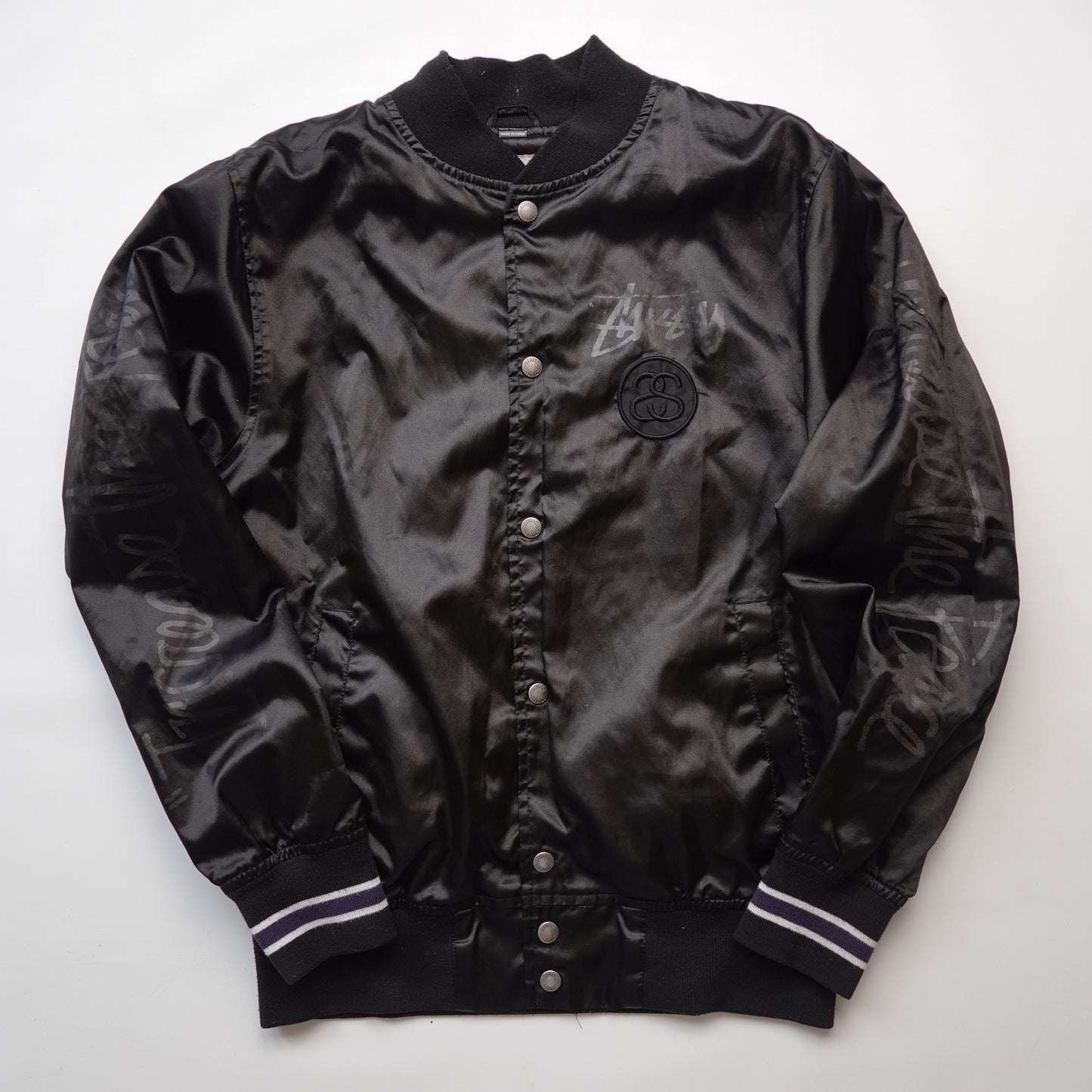 Vintage Stussy Satin Bomber Jacket - Size L